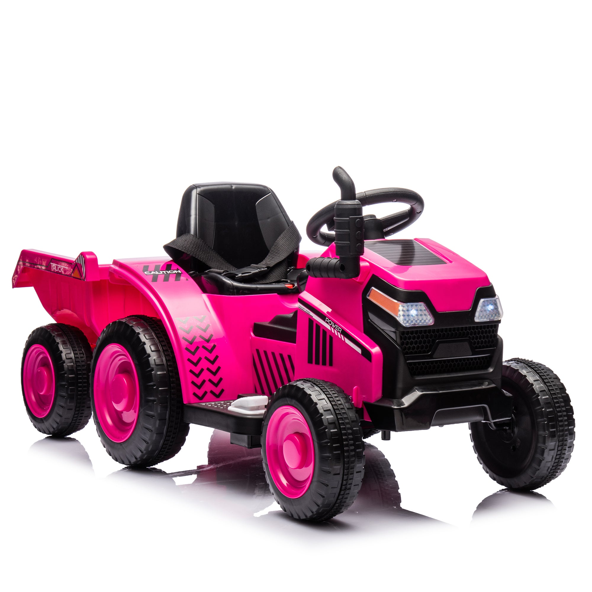 12V Kids Ride On Electric Tractor Black Knight, Kids Ride On Toy.2Wd, Non-Skid Tires, Steering Wheel, Foot Pedal, With Removable Storage Tug, Light, Bluetooth, Music, Mp3, Usb, Power Display for Kids Aged 2-3.