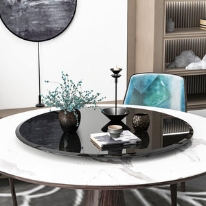 CALMY 36" Inch Round Tempered Glass Table Top black Glass 1/2" Inch Thick Beveled Polished Edge