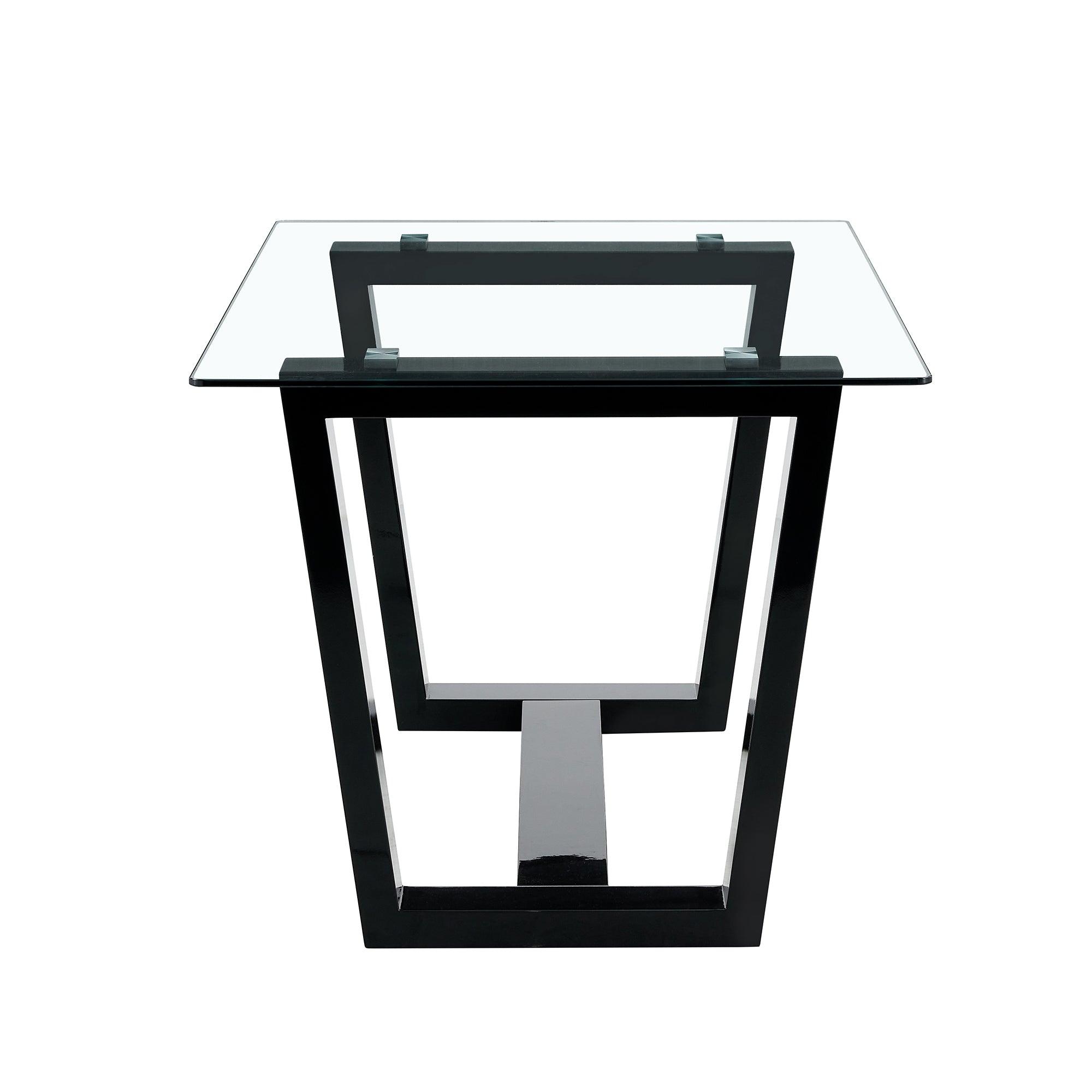 Glass Dining Table Large Modern Minimalist Rectangular  for 6-8 with 0.4" Tempered Glass Tabletop and Black MDFTrapezoid Bracket, For Kitchen Dining Living Meeting Room Banquet Hall