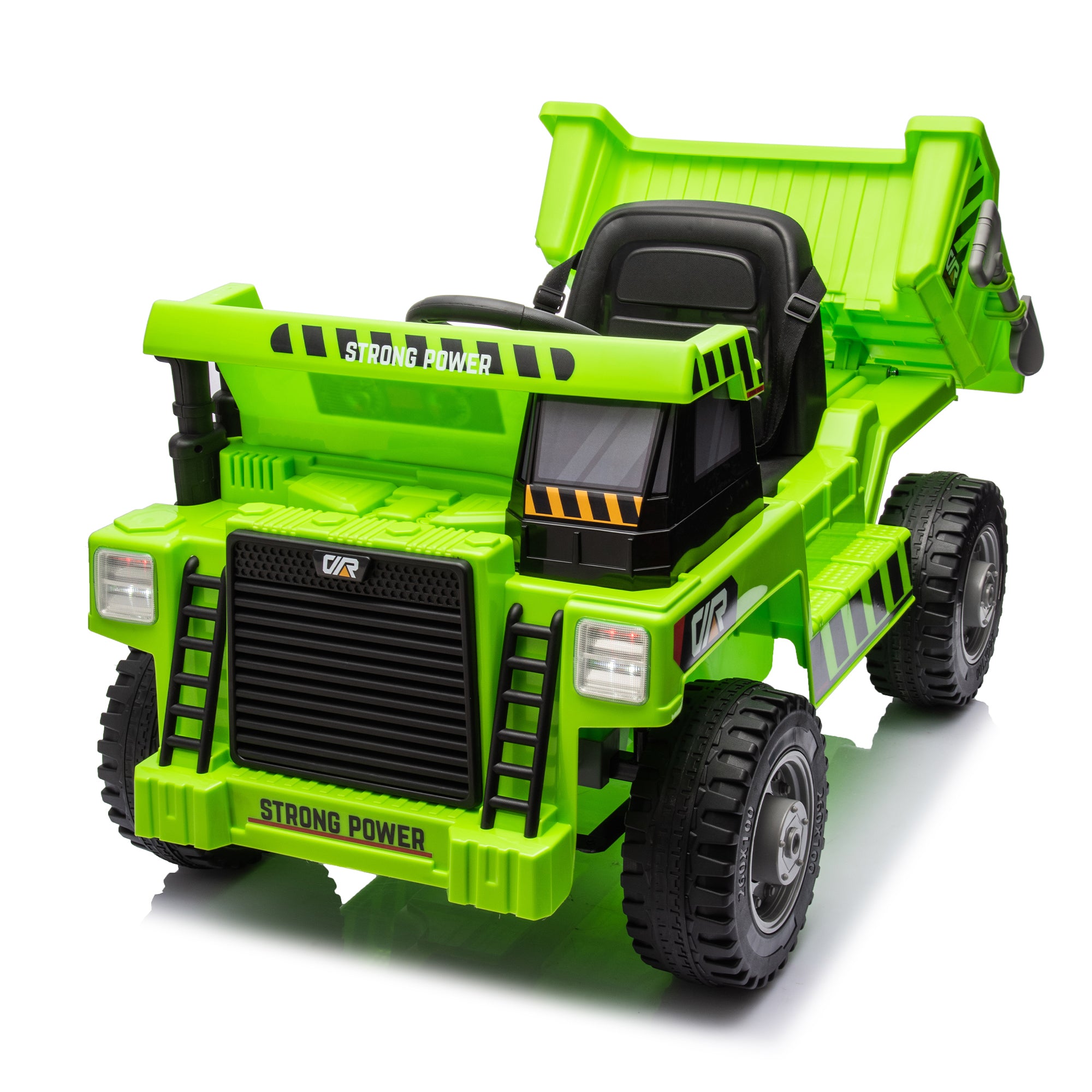 🆓🚛 Ride On Dump Truck, 12V Ride On Car With Parents Control, Electric Dump Bed and Extra Shovel, Phone Stand, Three-Point Seat Belt, Easy Installation, Age 3+, Mp3, Music, Bluetooth, USB, Green