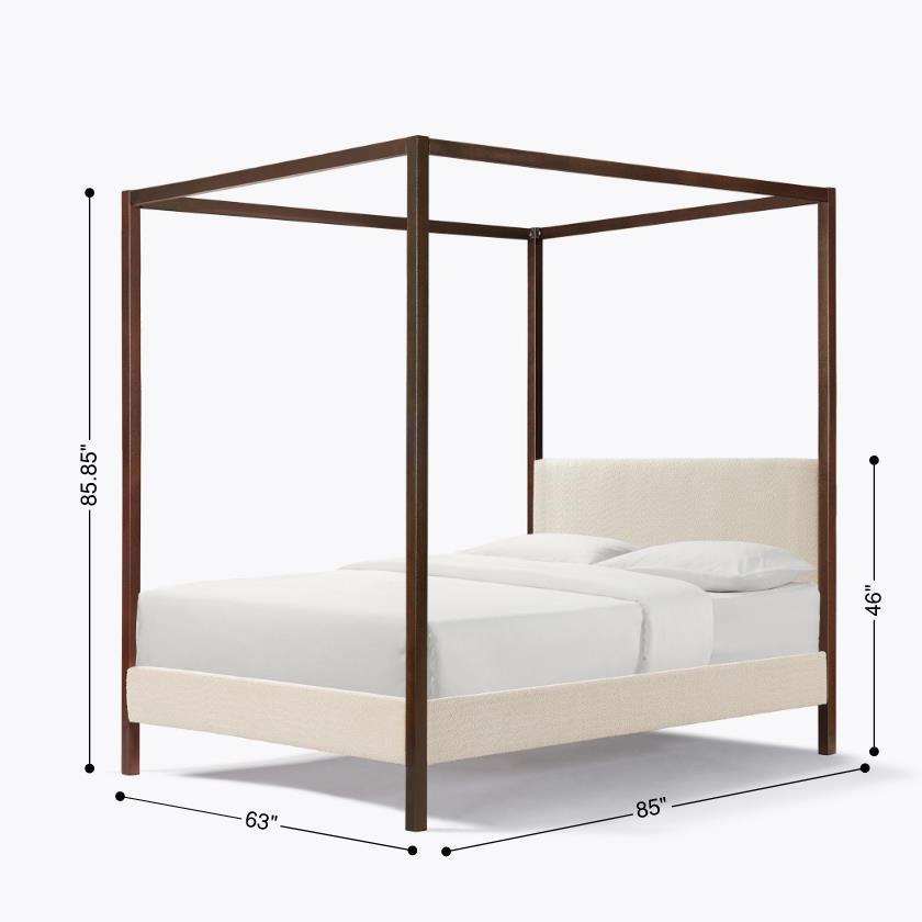 🆓🚛 Pelican Canopy Platform Bed - Pearl White - Queen