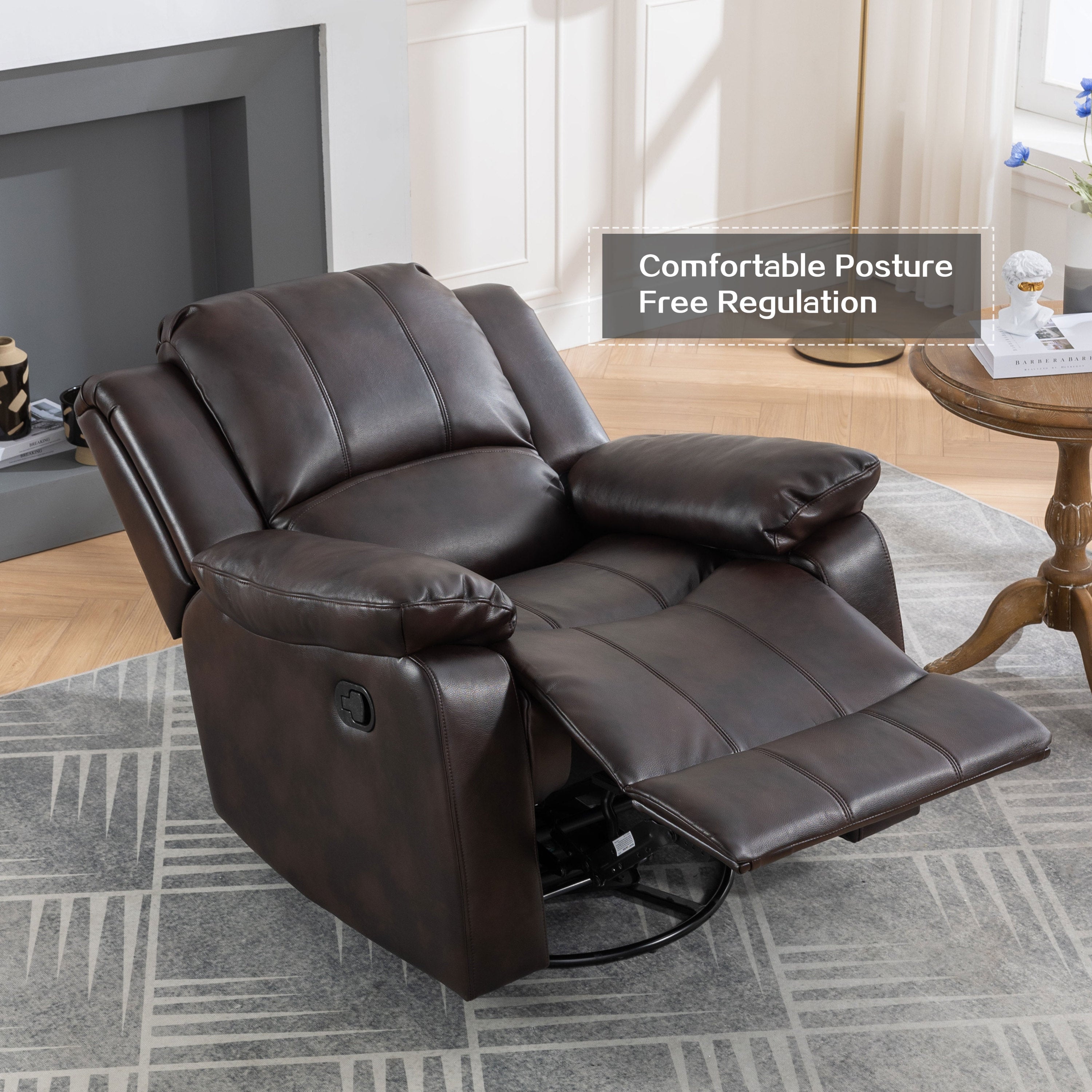 Swivel and Glider Recliner Chair, (Brown)