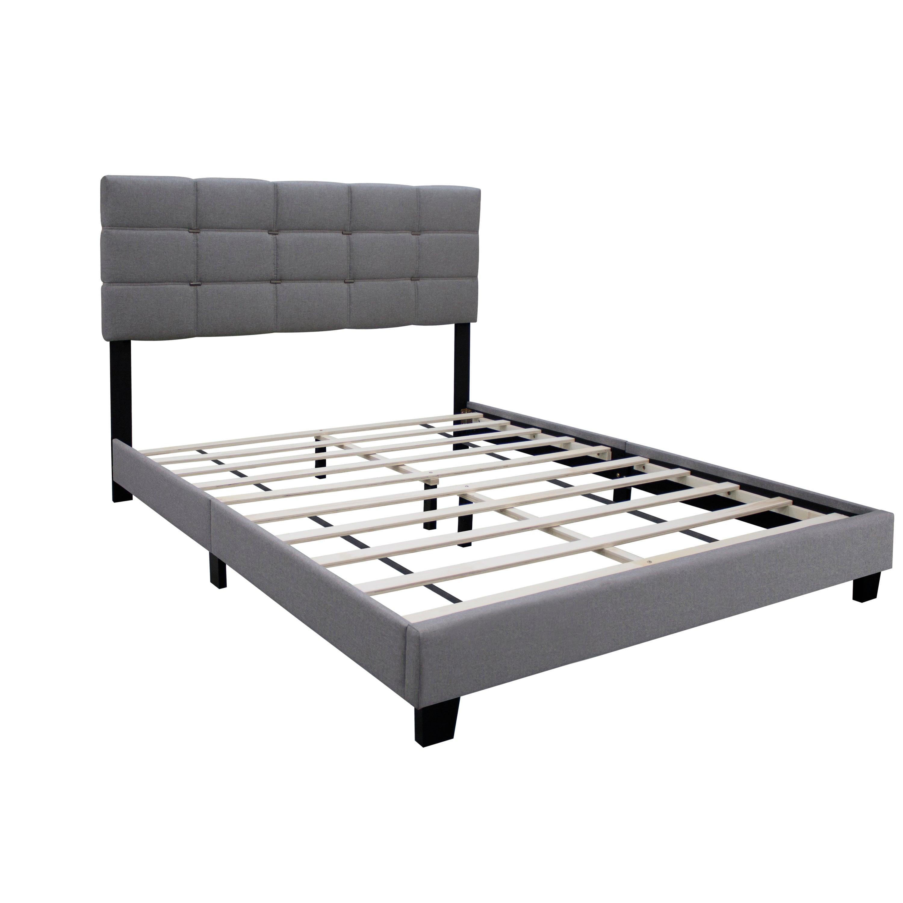 🆓🚛 Queen Size Adjustable Upholstered Bed Frame Stylish Collection Durable and Dirt-Resistant, Gray