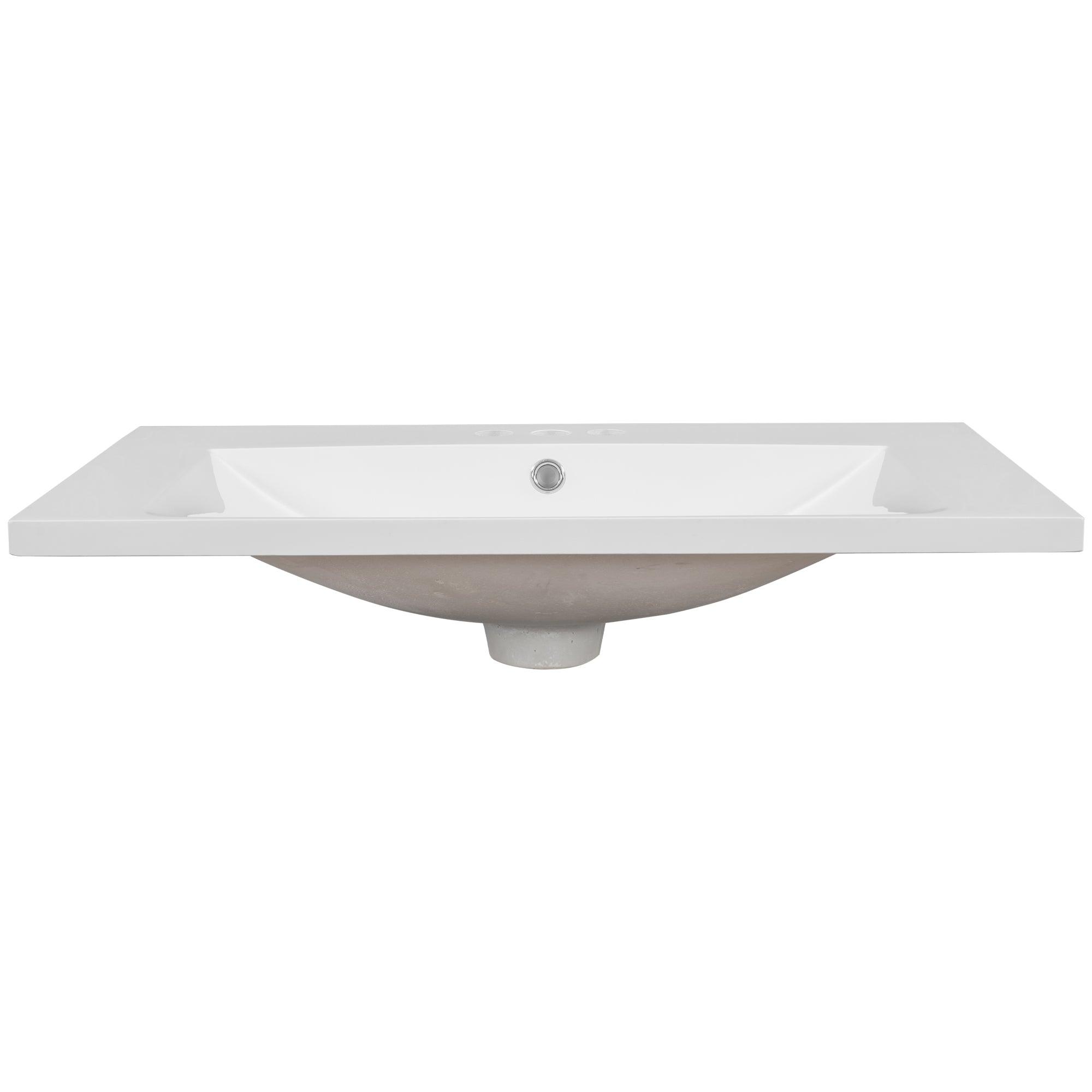 🆓🚛 30" Single Bathroom Vanity Top With White Basin, 3-Faucet Holes, Ceramic, White