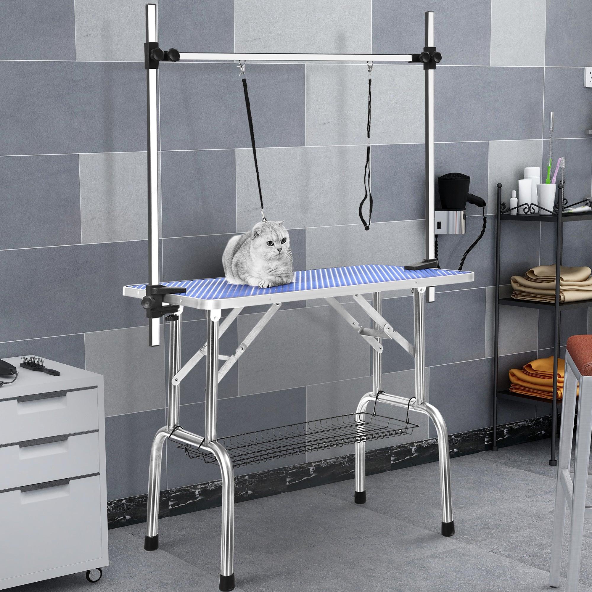 36" Folding Dog Pet Grooming Table Heavy Duty Stainless Steel Pet Dog Cat Grooming Table