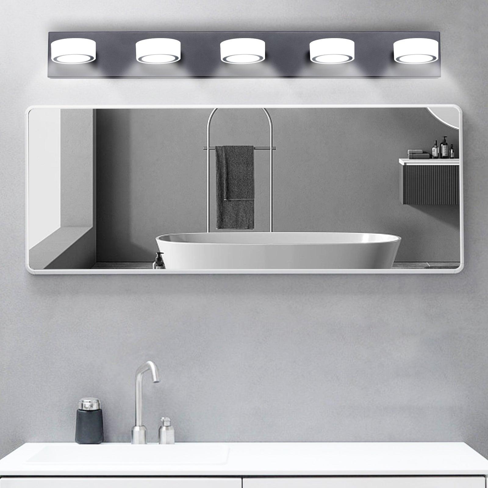 🆓🚛 Led Modern Black 5-Light Vanity Lights Fixtures Over Mirror Bath Wall Lighting