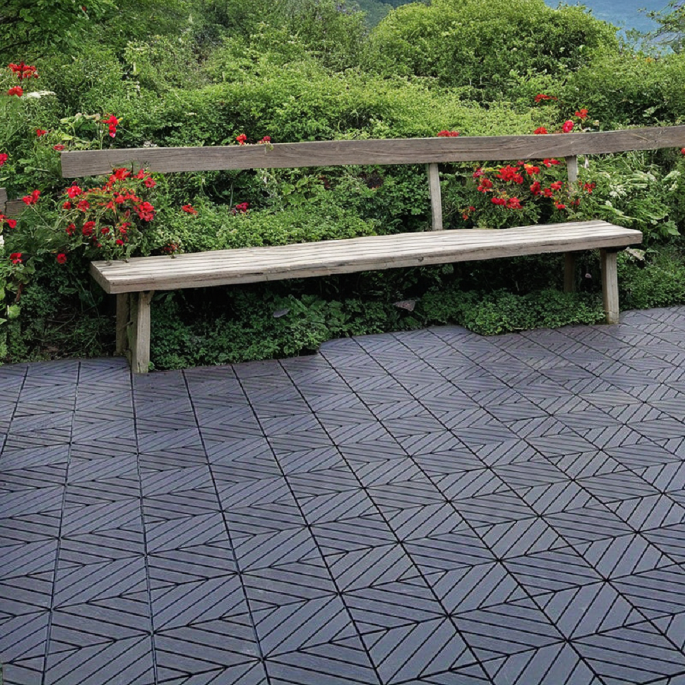 27 Pack Interlocking Plastic Deck Tiles - 12"X12" Square - Waterproof Outdoor - Poolside Balcony Backyard Decking Tiles - Easy Installation - Sturdy Pp Material - Strong Load-Bearing Capacity