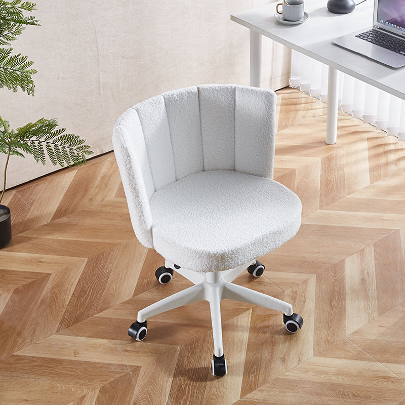 🆓🚛 Office Chair, Fluffy Fuzzy Comfortable Makeup Vanity Chair, Swivel Desk Chair Height Adjustable, White