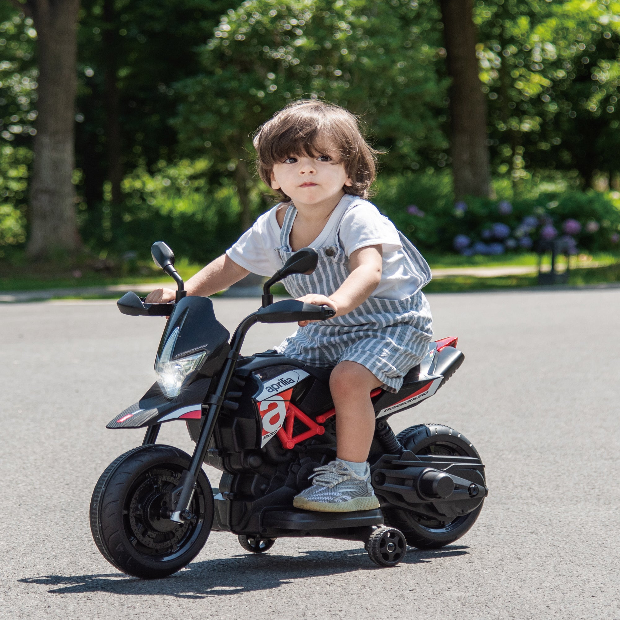 🆓🚛 Licensed Aprilia Electric Motorcycle, 6V Kids Motorcycle, Ride On Toy W/Training Wheels, Led Lights, Sounds & Music, Battery Powered Dirt Bike for Boys & Girls, Red