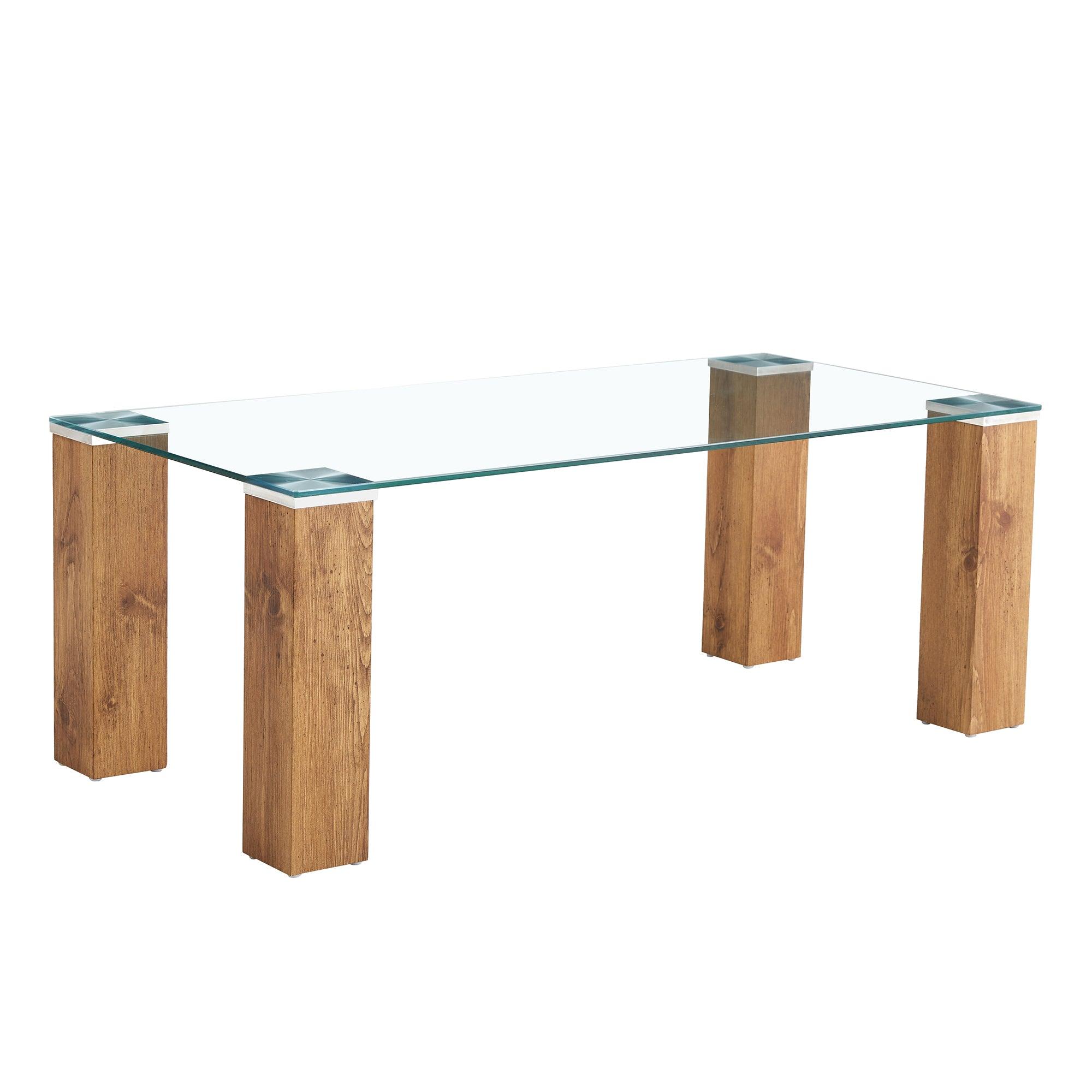 Glass-Top Coffee Table, Tea table, with MDF Legs - Stylish Blend of Elegance and Durability