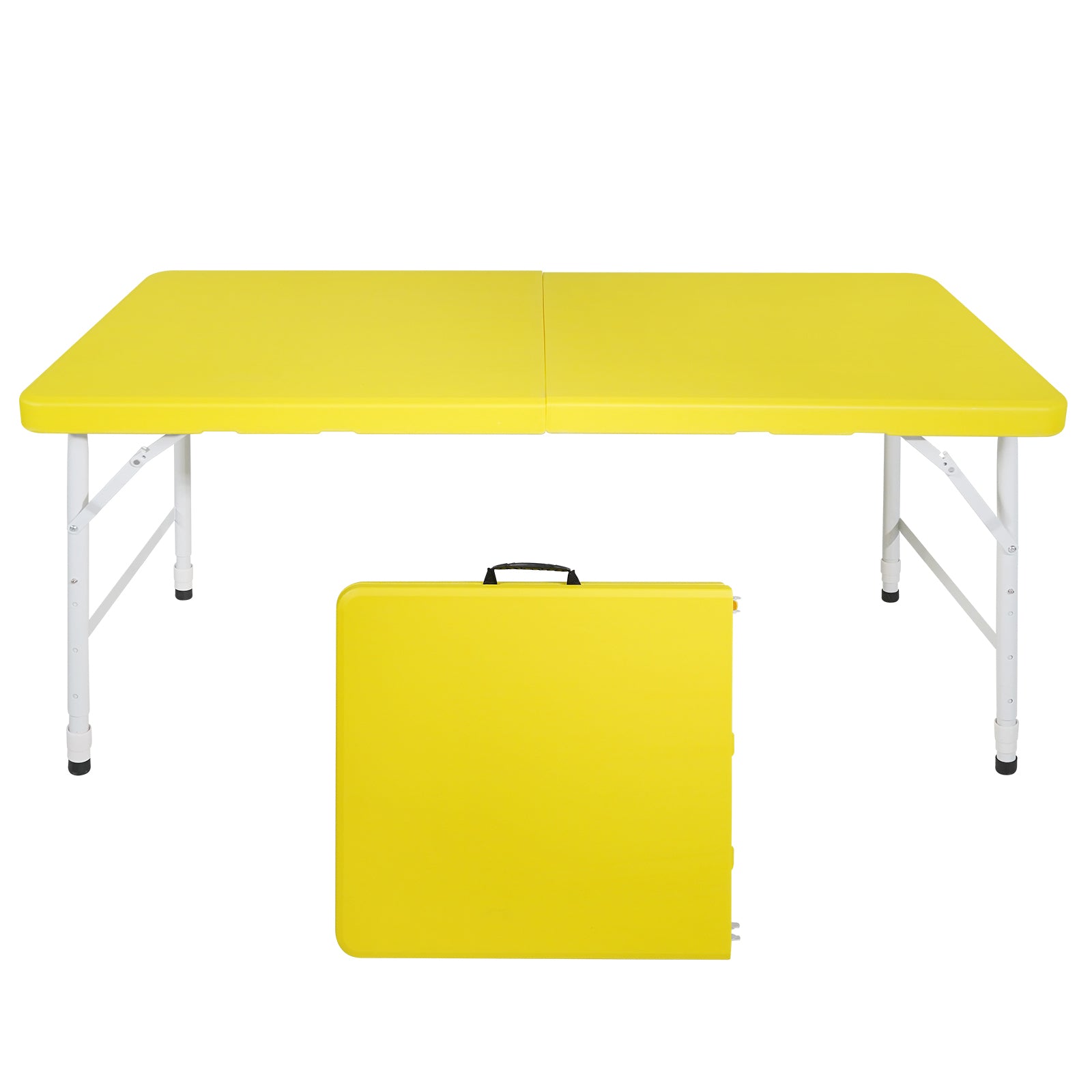 🆓🚛 4Ft Yellow Portable Folding Table Indoor & Outdoor Maximum Weight 135Kg Foldable Table for Camping