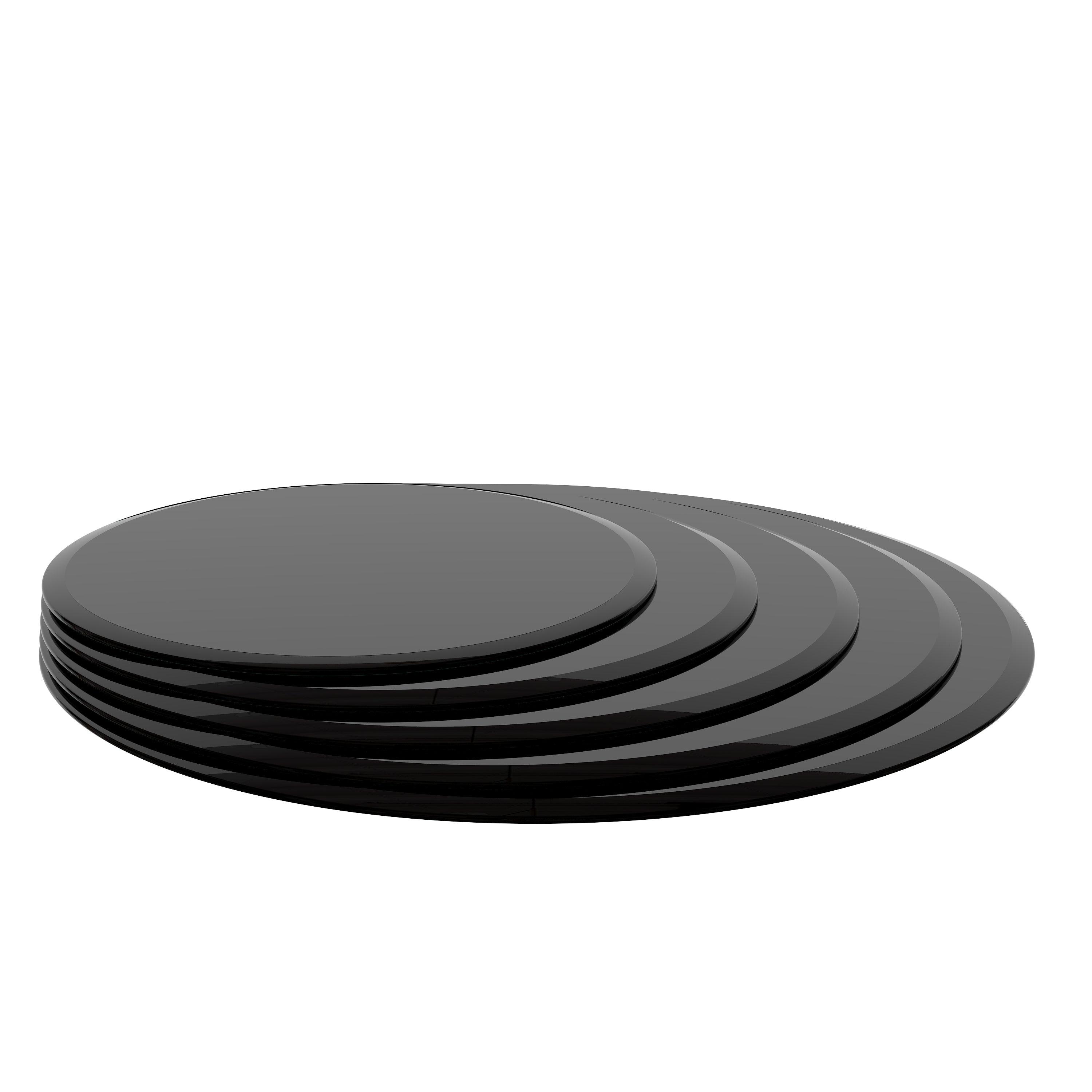 CALMY 32" Inch Round Tempered Glass Table Top black Glass 1/2" Inch Thick Beveled Polished Edge