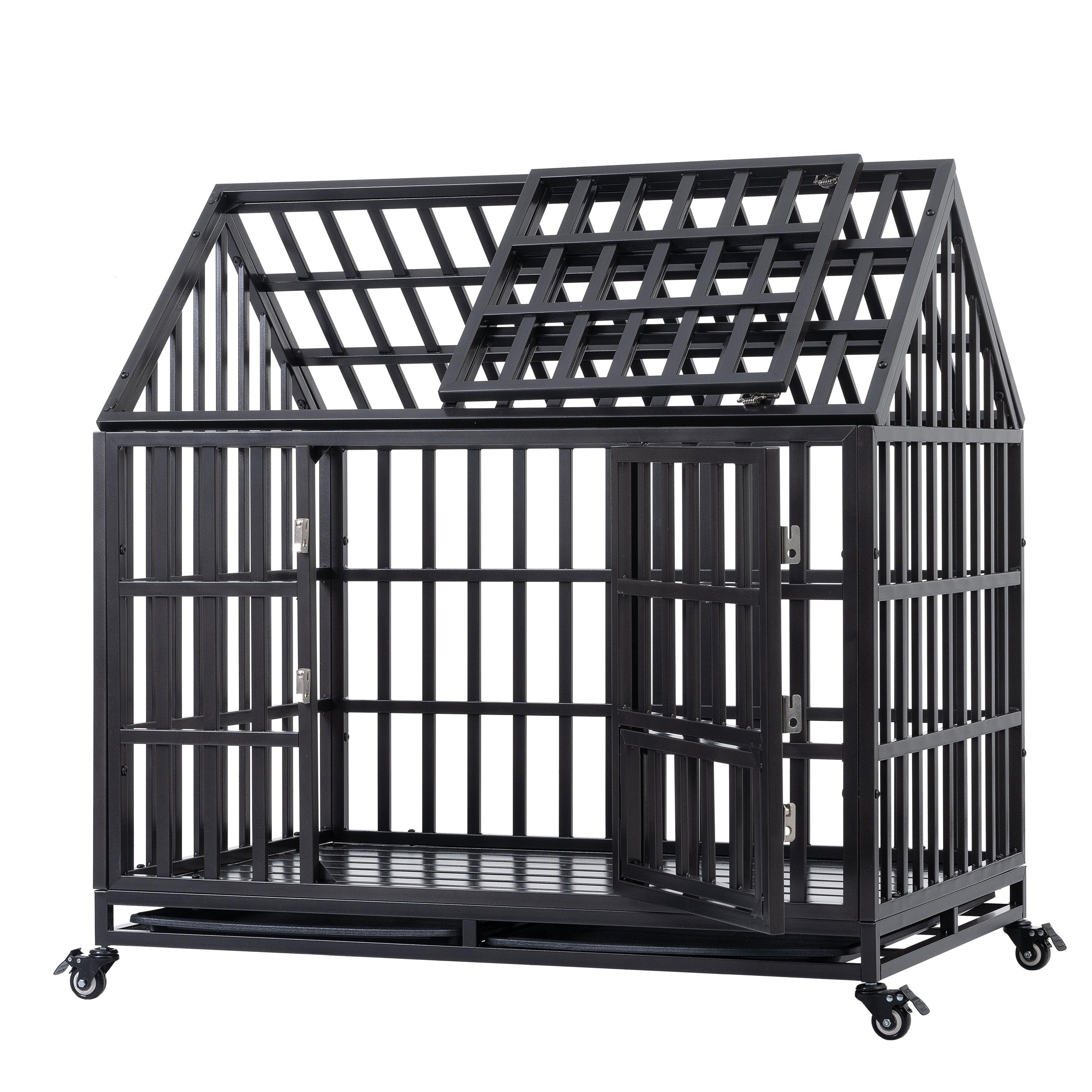 Heavy Duty Dog Cage  Pet Crate With Roof