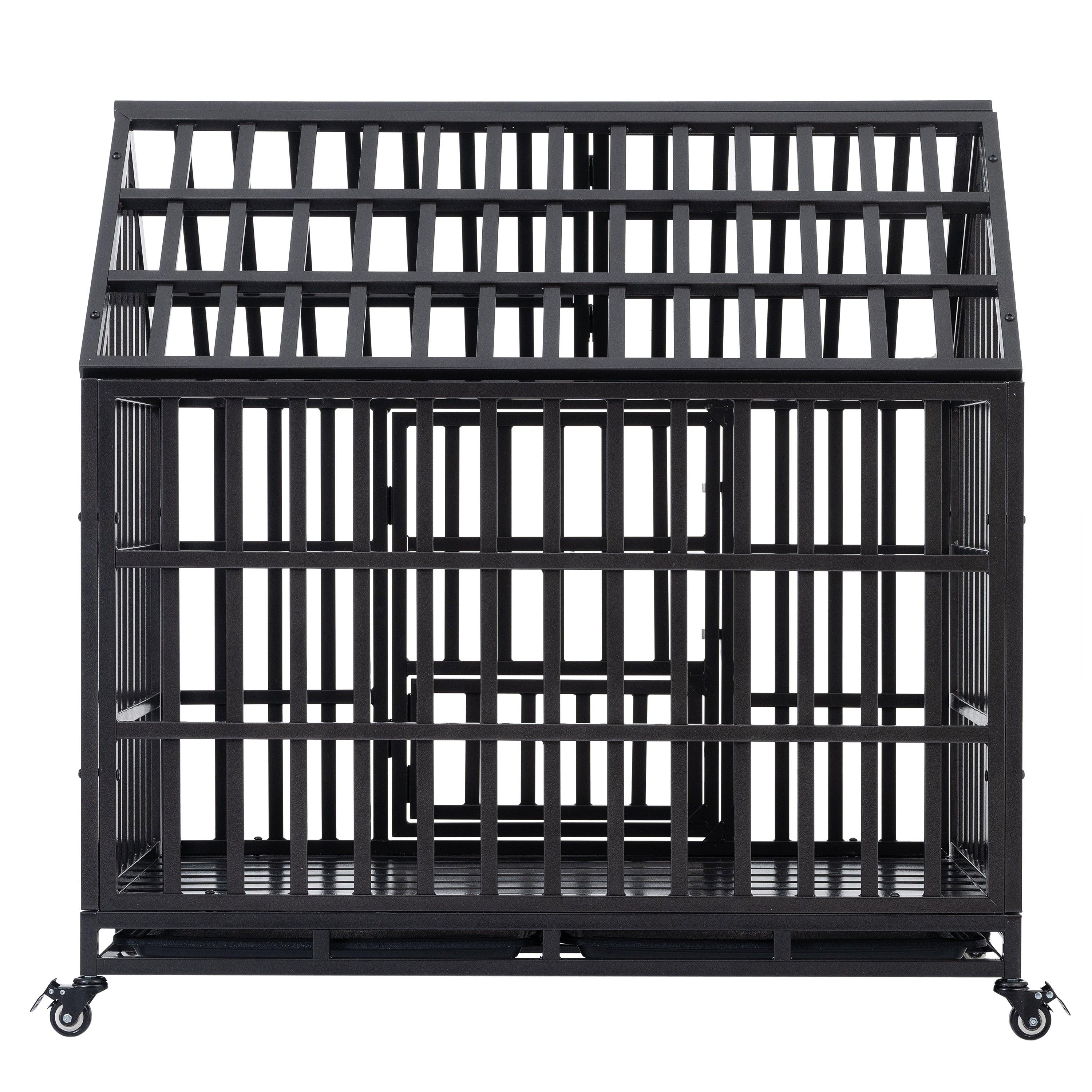 Heavy Duty Dog Cage  Pet Crate With Roof