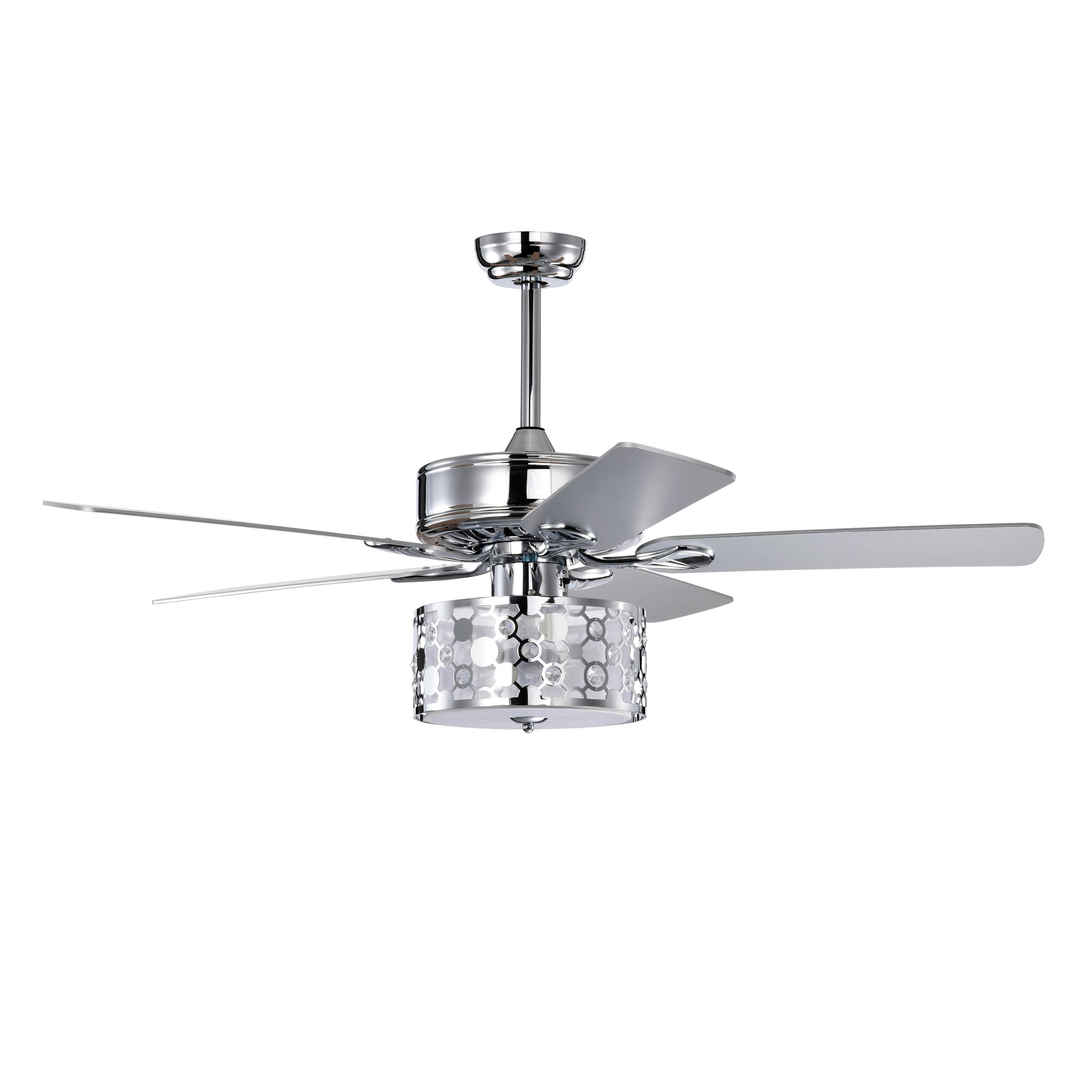 🆓🚛 52" Elegant Ceiling Fan Light With Remote, Crystal Chandelier Fan 5 Chrome Reversible Wood Blades for Dinning Room Bedroom Living Room