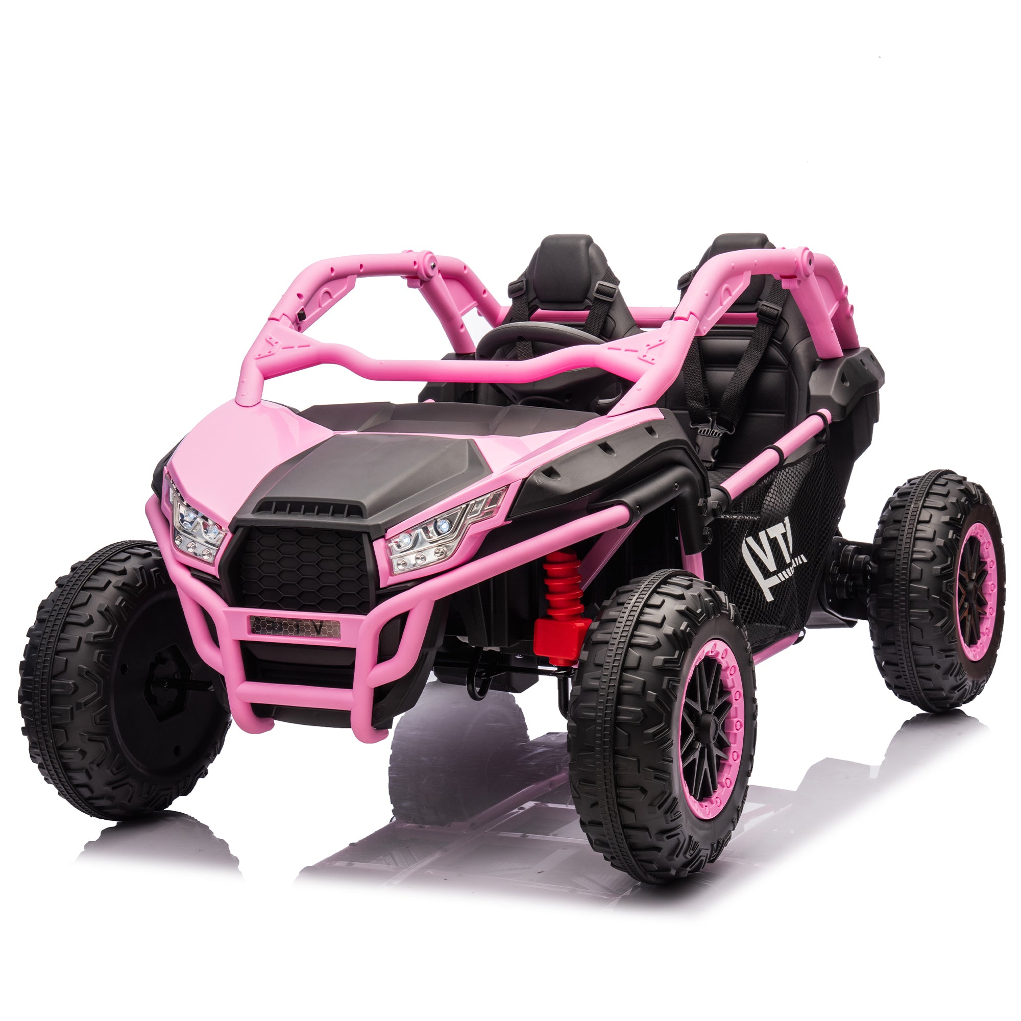 24V Two-Seater Kids Ride On Utv W/Parents Control, 20In Seat Width, 400W Super High Power, Four-Wheel Suspension, Bluetooth, Mp3, Usb, Led Light, Horn, Rear Storage Space, Speeds 3.73-4.97Mph for Kids Aged 3+.