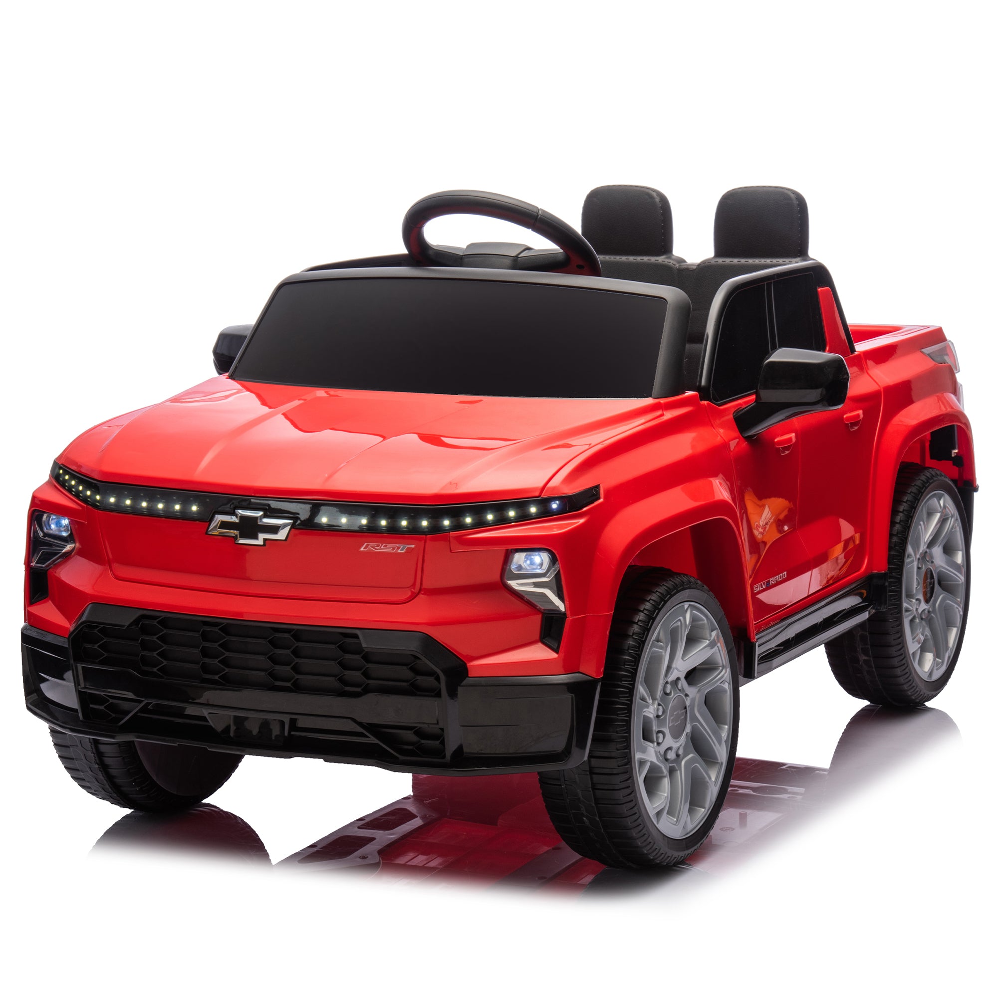 24V Kids Ride On Car W/Parents Control, Licensed Chevrolet Silverado, Four-Wheel Suspension, Led Lights, Bluetooth, Music, Usb, Mp3, Power Display, Speeds 2.49-3.73Mph for Kids Aged 37-95 Months.