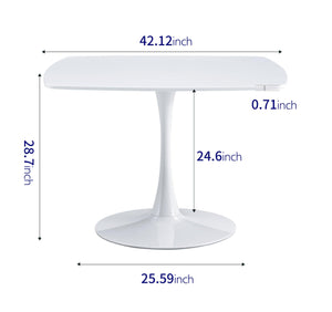 42.1" WHITE Table Mid-century Dining Table for 4-6 people With Round Mdf Table Top, Pedestal Dining Table, End Table Leisure Coffee Table