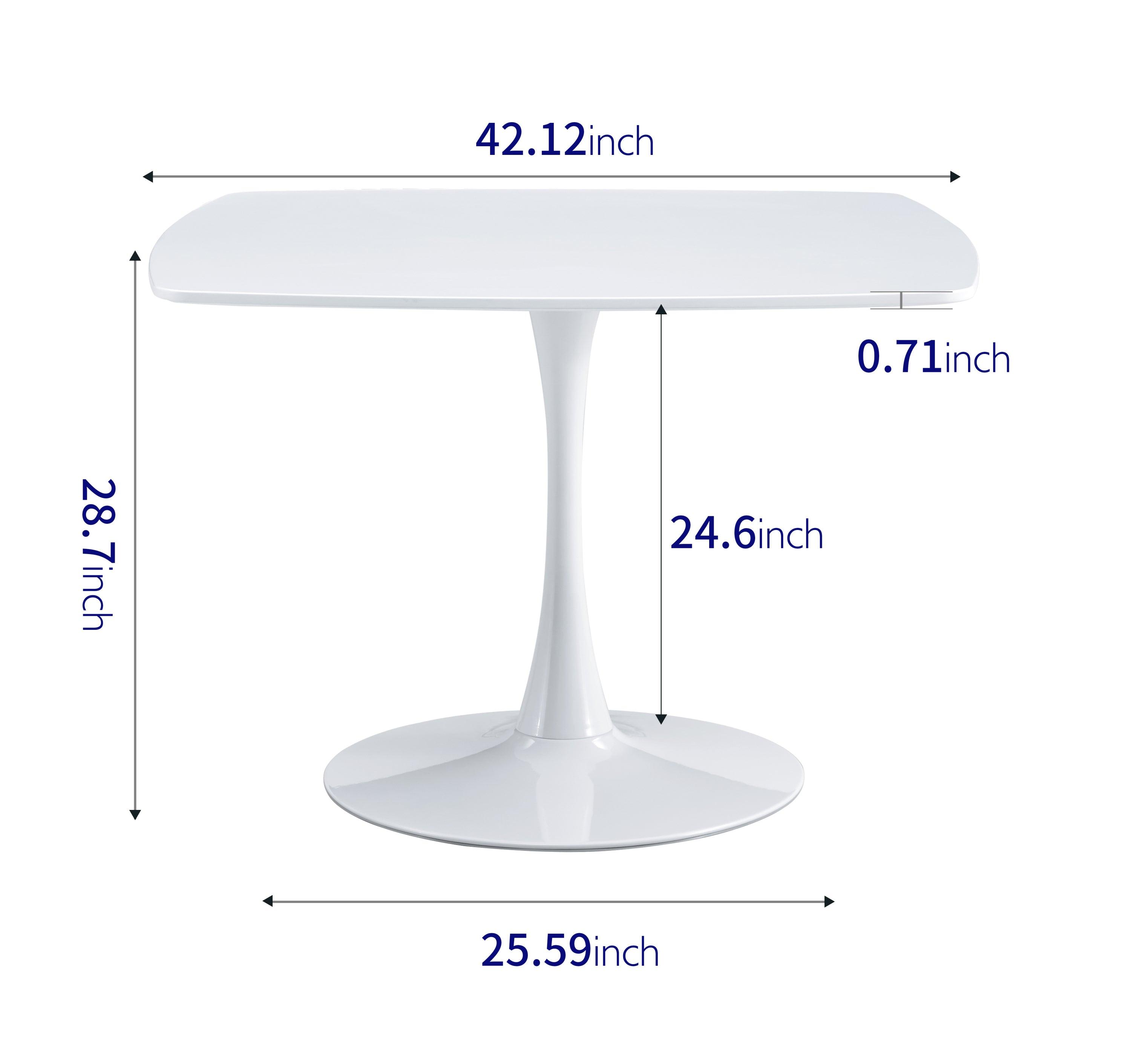 42.1" WHITE Table Mid-century Dining Table for 4-6 people With Round Mdf Table Top, Pedestal Dining Table, End Table Leisure Coffee Table