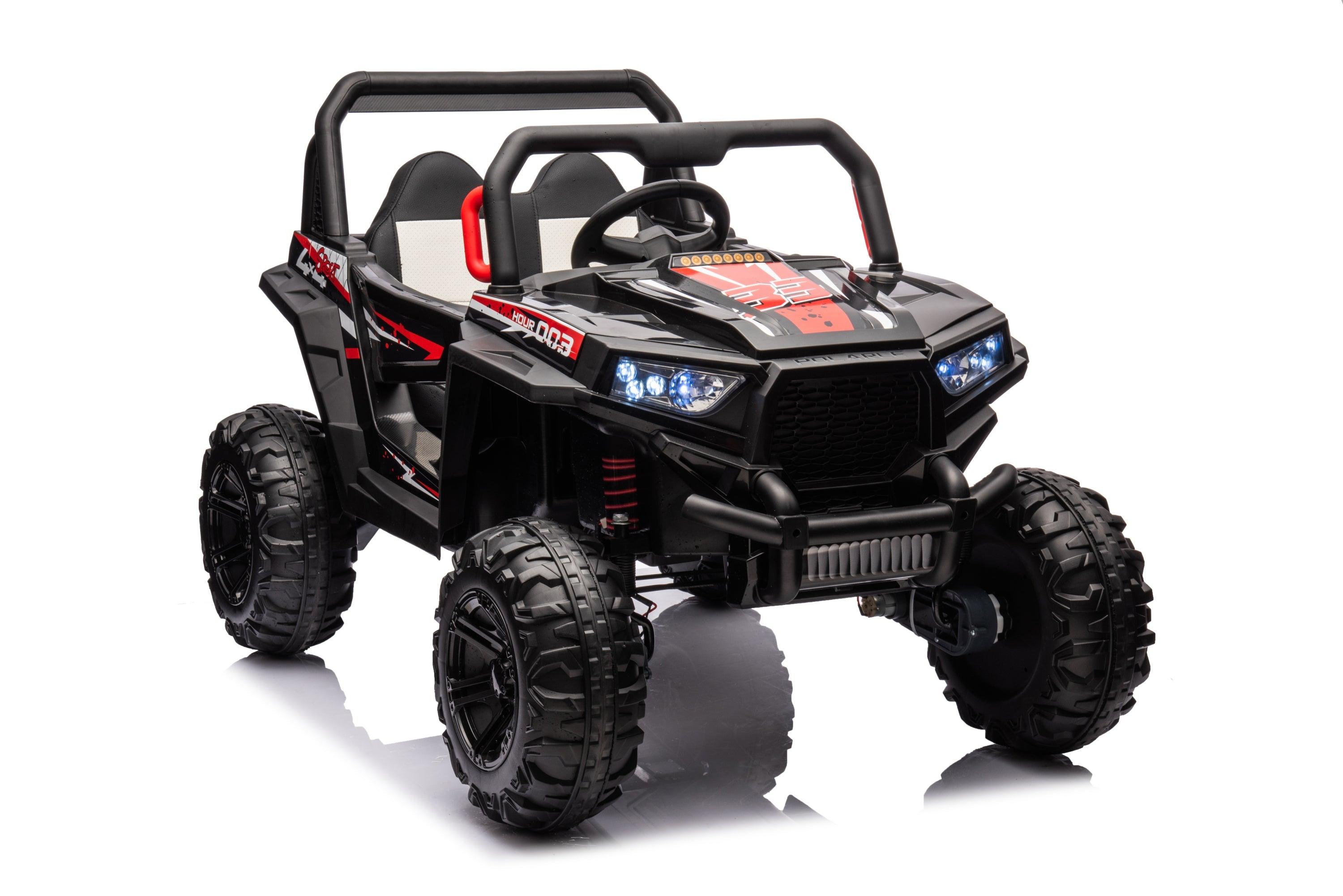 12V Four-Wheel Drive Leather Seat One Button Start, Forward & Backward, High & Low Speed,  Music, Front Light, Power Display, R/C LamCham