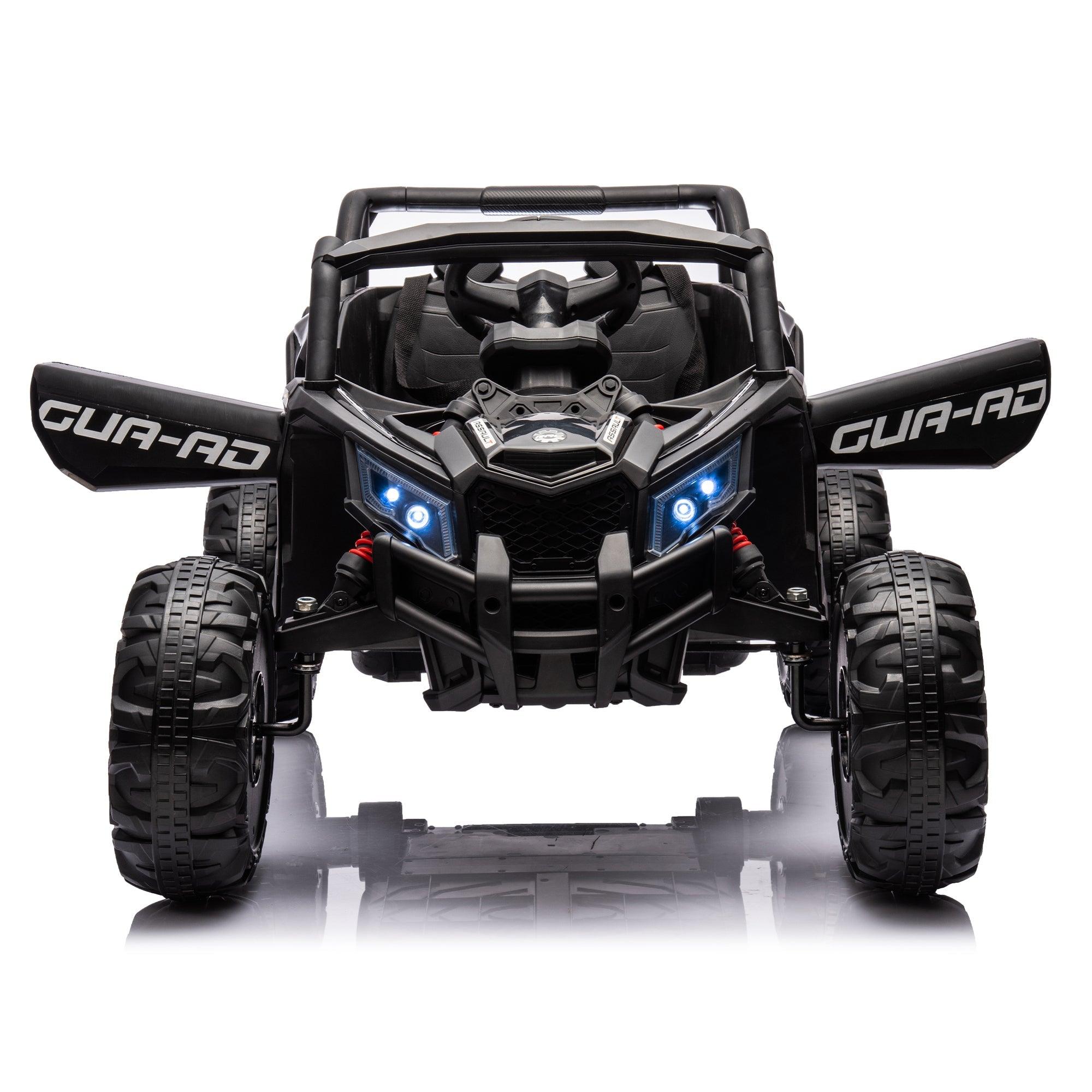 12V Ride On Car With Remote Control, UTV Ride On For Kid, 3-Point Safety Harness, Music Player (USB Port/Volume Knob/Battery Indicator), LED Lights, High-Low Speed Switch - Off-Road Adventure For Kids LamCham