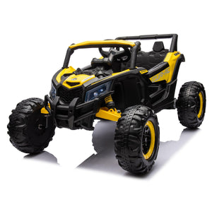 12V Ride On Car With Remote Control, UTV Ride On For Kid, 3-Point Safety Harness, Music Player (USB Port/Volume Knob/Battery Indicator), LED Lights, High-Low Speed Switch - Off-Road Adventure For Kids LamCham