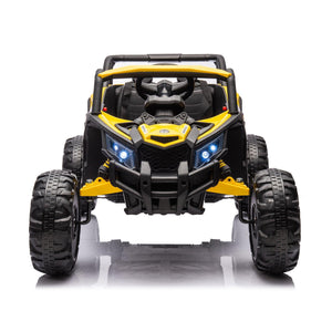 12V Ride On Car With Remote Control, UTV Ride On For Kid, 3-Point Safety Harness, Music Player (USB Port/Volume Knob/Battery Indicator), LED Lights, High-Low Speed Switch - Off-Road Adventure For Kids LamCham