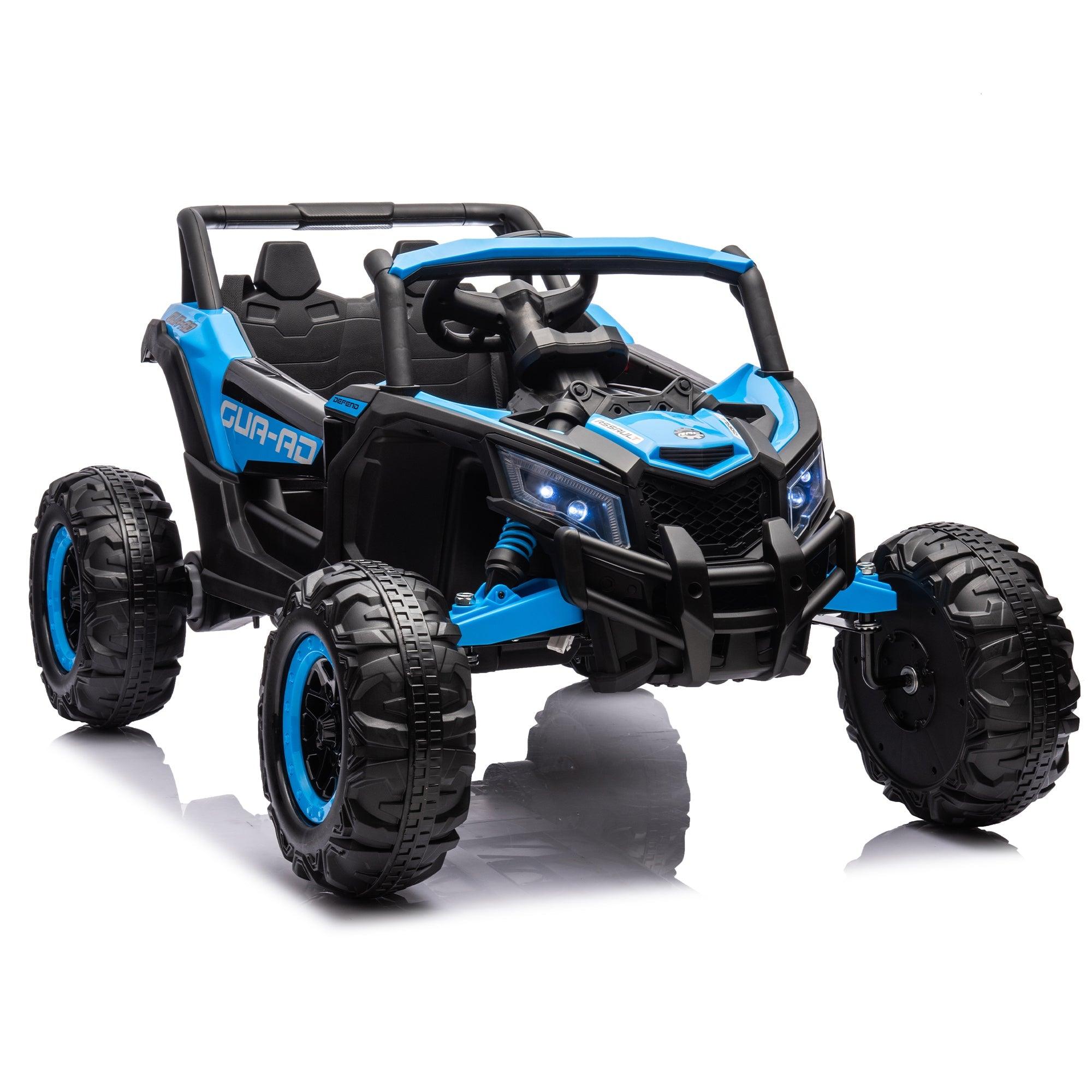 12V Ride On Car With Remote Control, UTV Ride On For Kid, 3-Point Safety Harness, Music Player (USB Port/Volume Knob/Battery Indicator), LED Lights, High-Low Speed Switch - Off-Road Adventure For Kids LamCham