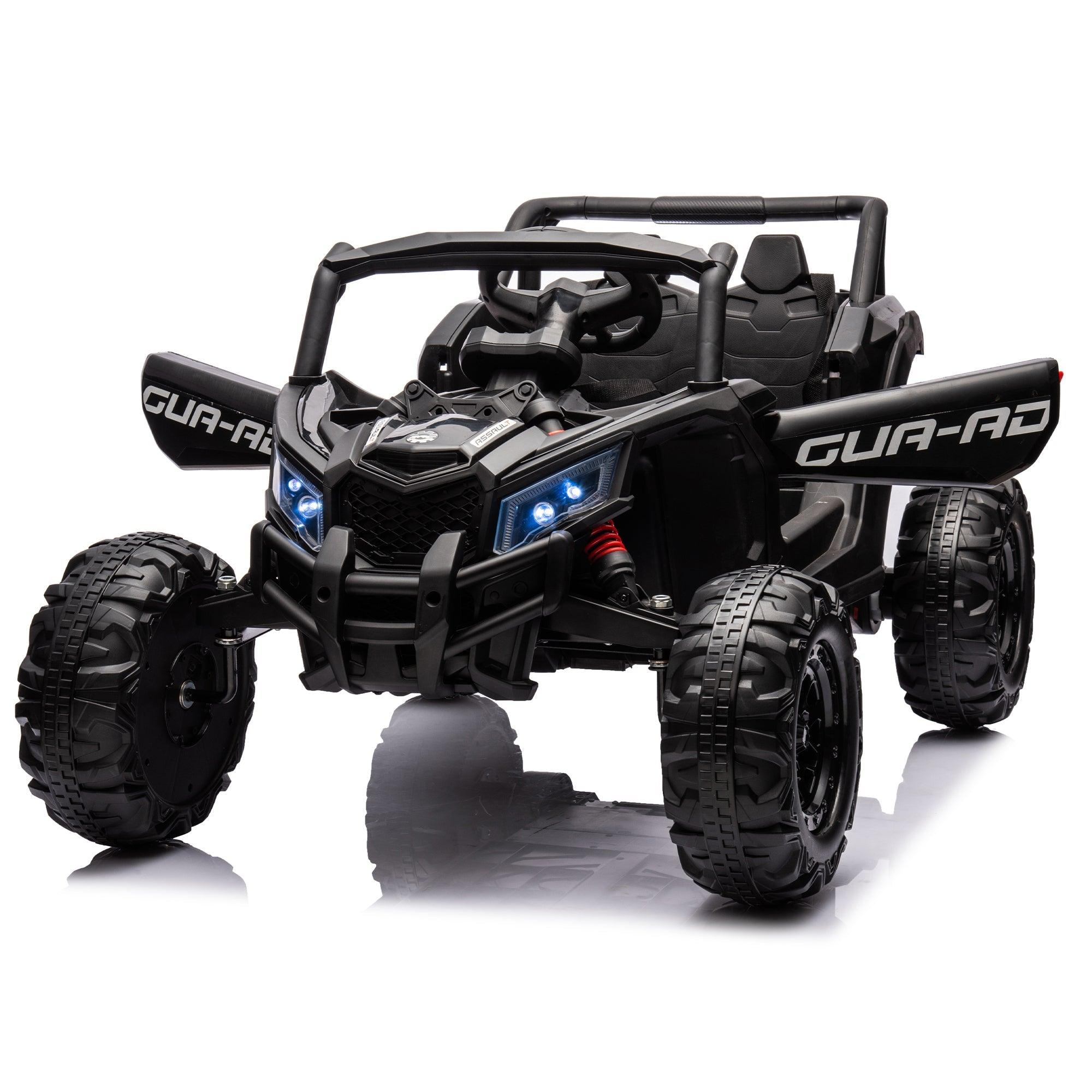 12V Ride On Car With Remote Control, UTV Ride On For Kid, 3-Point Safety Harness, Music Player (USB Port/Volume Knob/Battery Indicator), LED Lights, High-Low Speed Switch - Off-Road Adventure For Kids LamCham