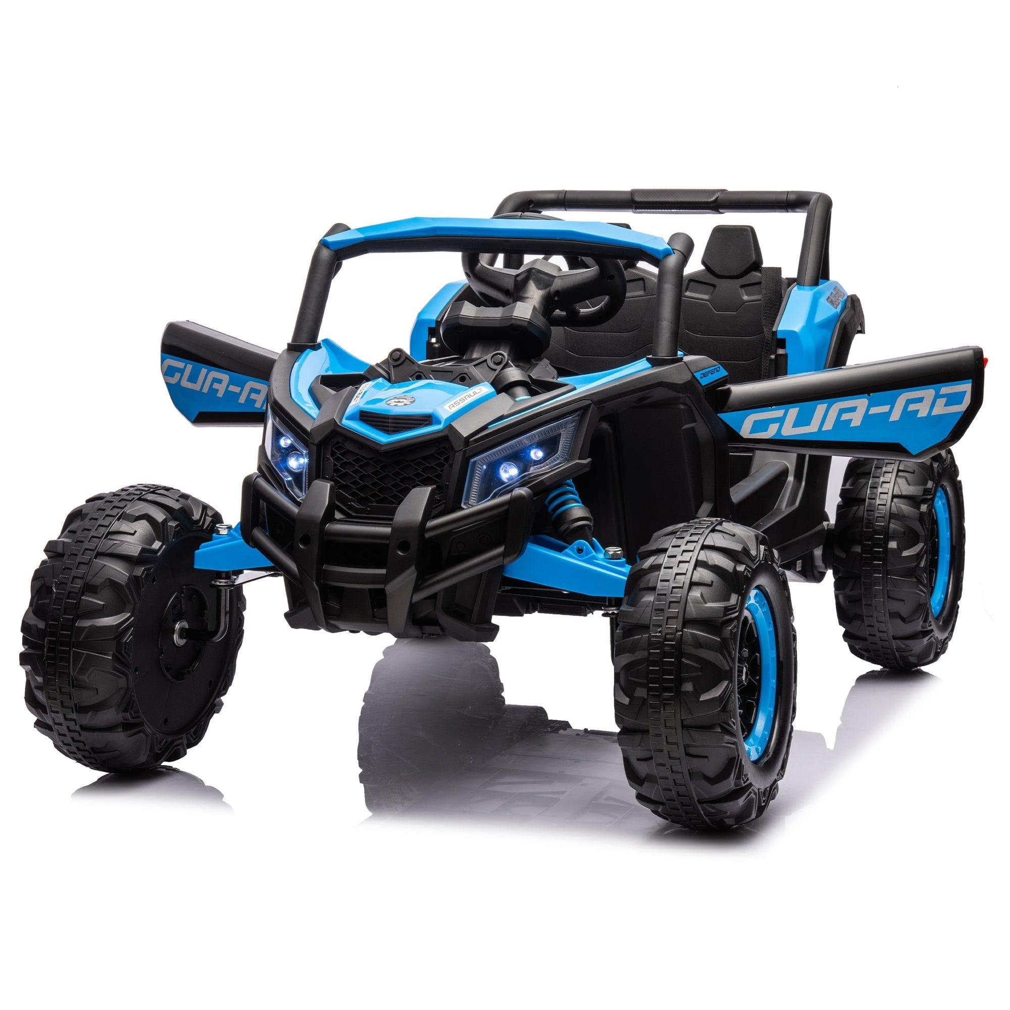 12V Ride On Car With Remote Control, UTV Ride On For Kid, 3-Point Safety Harness, Music Player (USB Port/Volume Knob/Battery Indicator), LED Lights, High-Low Speed Switch - Off-Road Adventure For Kids LamCham