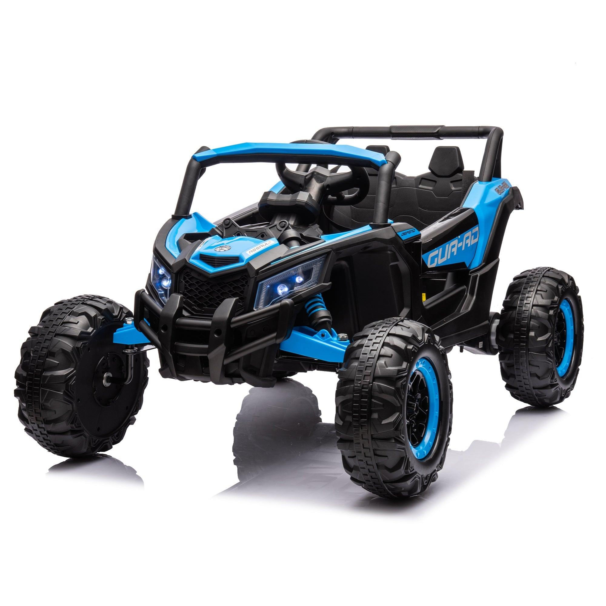 12V Ride On Car With Remote Control, UTV Ride On For Kid, 3-Point Safety Harness, Music Player (USB Port/Volume Knob/Battery Indicator), LED Lights, High-Low Speed Switch - Off-Road Adventure For Kids LamCham