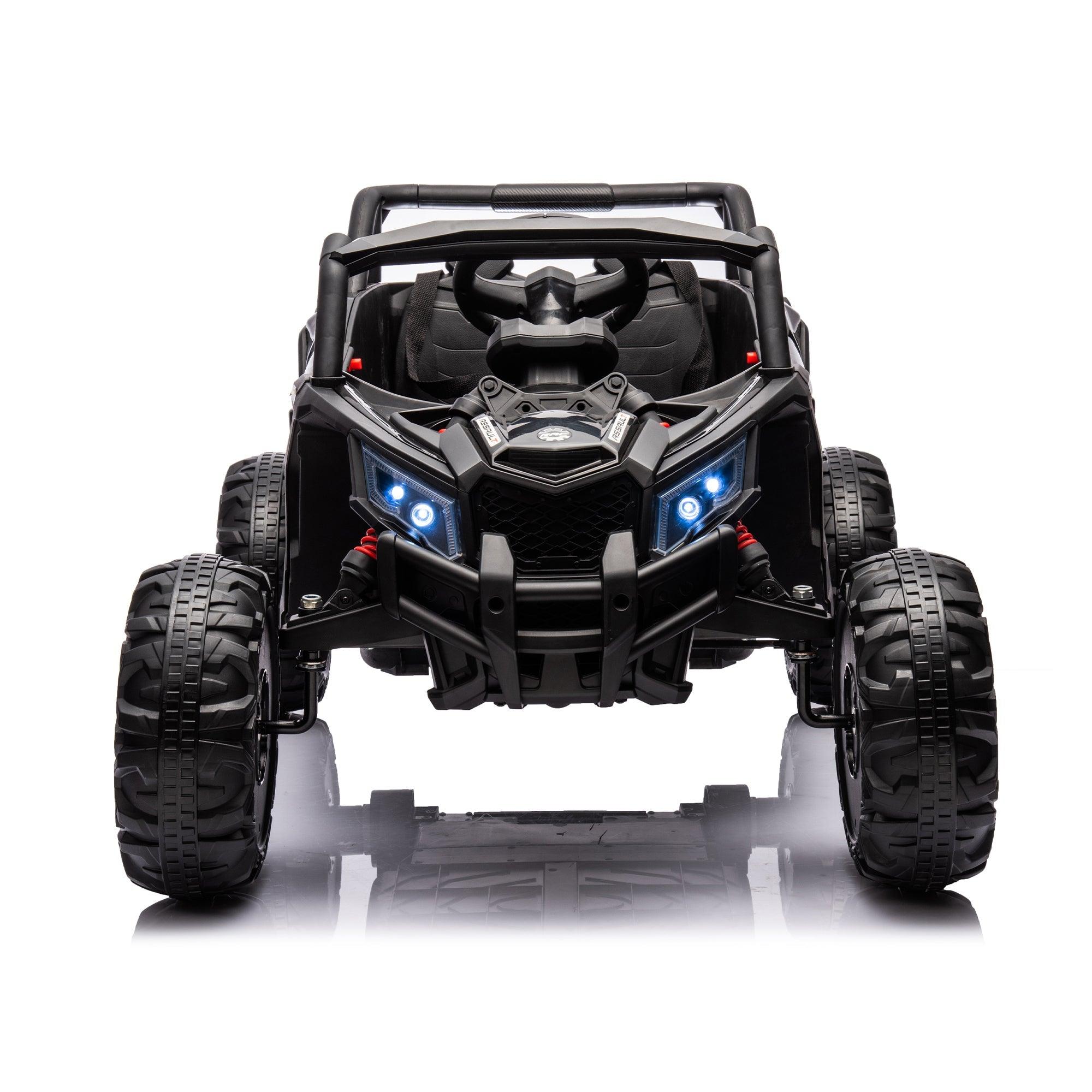 12V Ride On Car With Remote Control, UTV Ride On For Kid, 3-Point Safety Harness, Music Player (USB Port/Volume Knob/Battery Indicator), LED Lights, High-Low Speed Switch - Off-Road Adventure For Kids LamCham