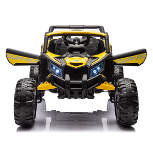 12V Ride On Car With Remote Control, UTV Ride On For Kid, 3-Point Safety Harness, Music Player (USB Port/Volume Knob/Battery Indicator), LED Lights, High-Low Speed Switch - Off-Road Adventure For Kids LamCham