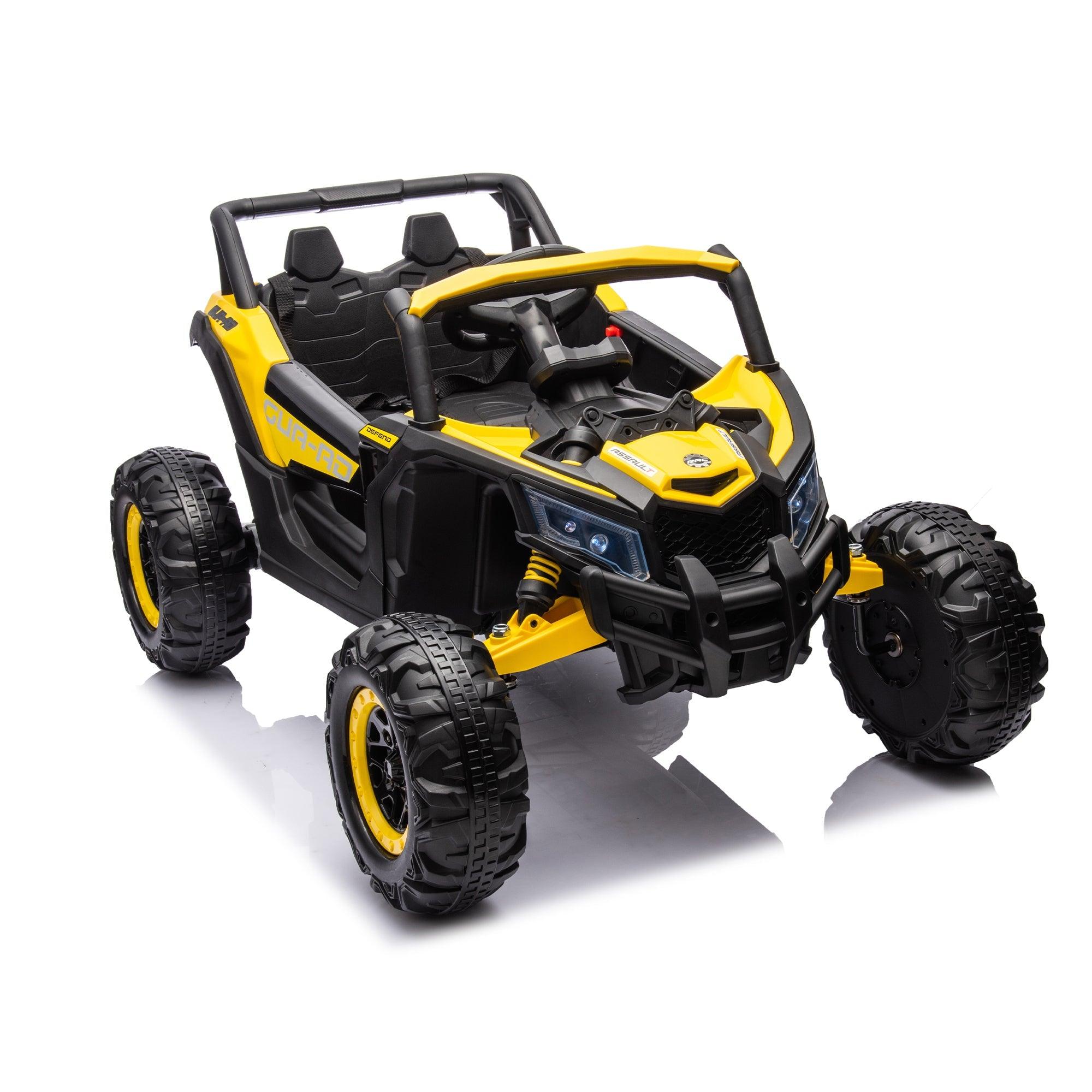 12V Ride On Car With Remote Control, UTV Ride On For Kid, 3-Point Safety Harness, Music Player (USB Port/Volume Knob/Battery Indicator), LED Lights, High-Low Speed Switch - Off-Road Adventure For Kids LamCham