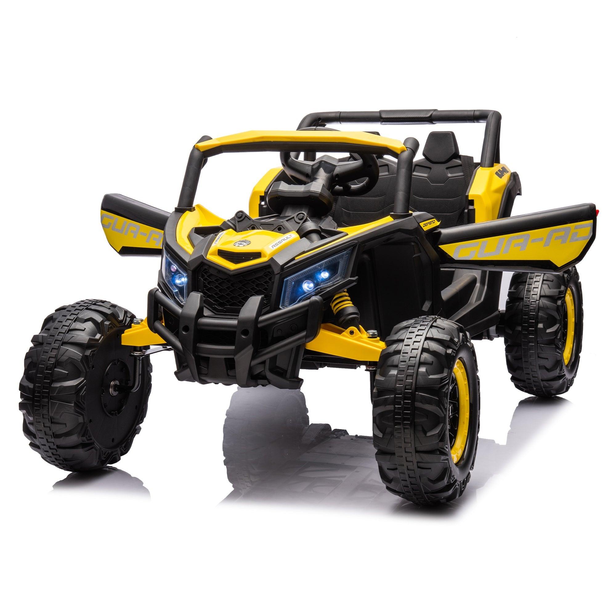 12V Ride On Car With Remote Control, UTV Ride On For Kid, 3-Point Safety Harness, Music Player (USB Port/Volume Knob/Battery Indicator), LED Lights, High-Low Speed Switch - Off-Road Adventure For Kids LamCham
