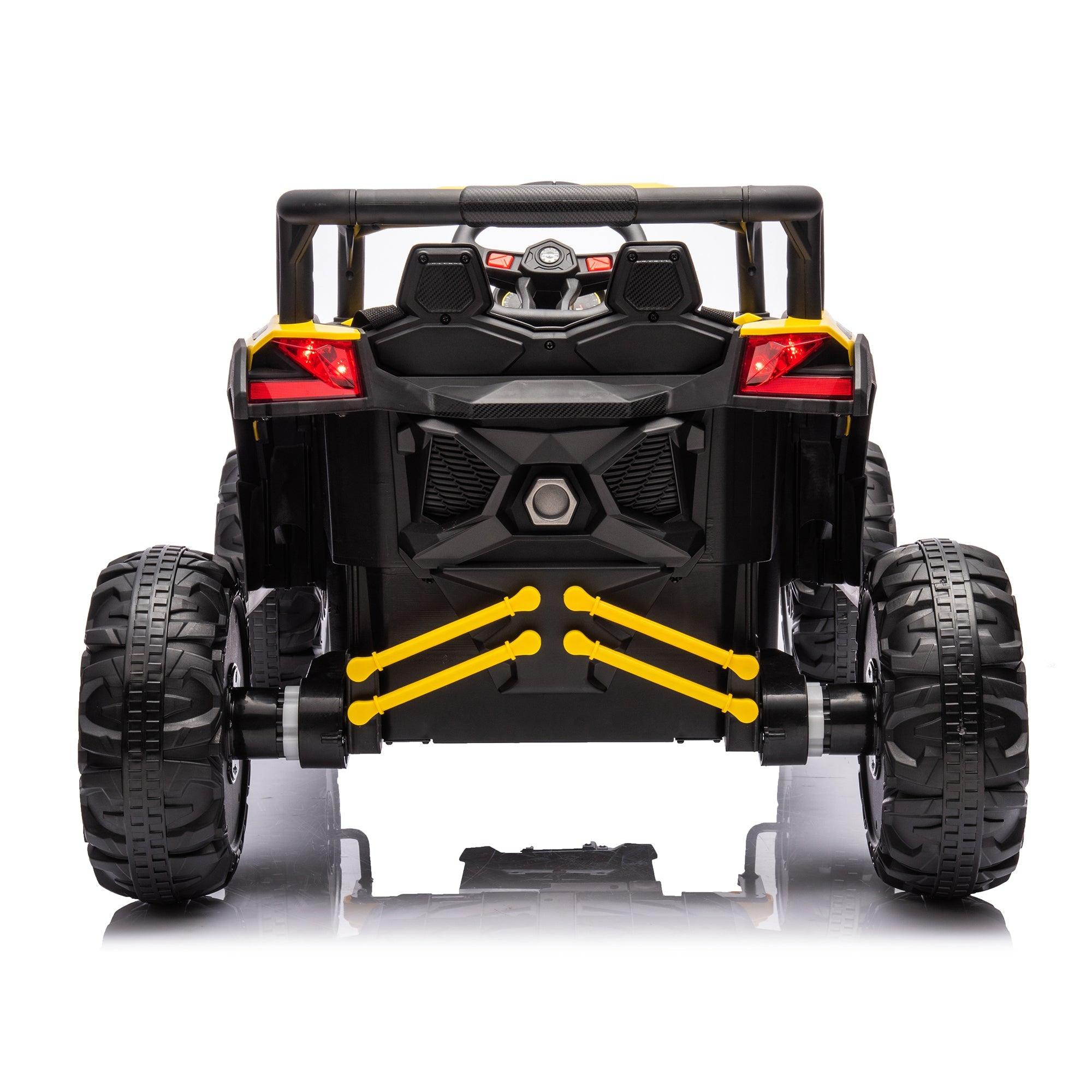 12V Ride On Car With Remote Control, UTV Ride On For Kid, 3-Point Safety Harness, Music Player (USB Port/Volume Knob/Battery Indicator), LED Lights, High-Low Speed Switch - Off-Road Adventure For Kids LamCham