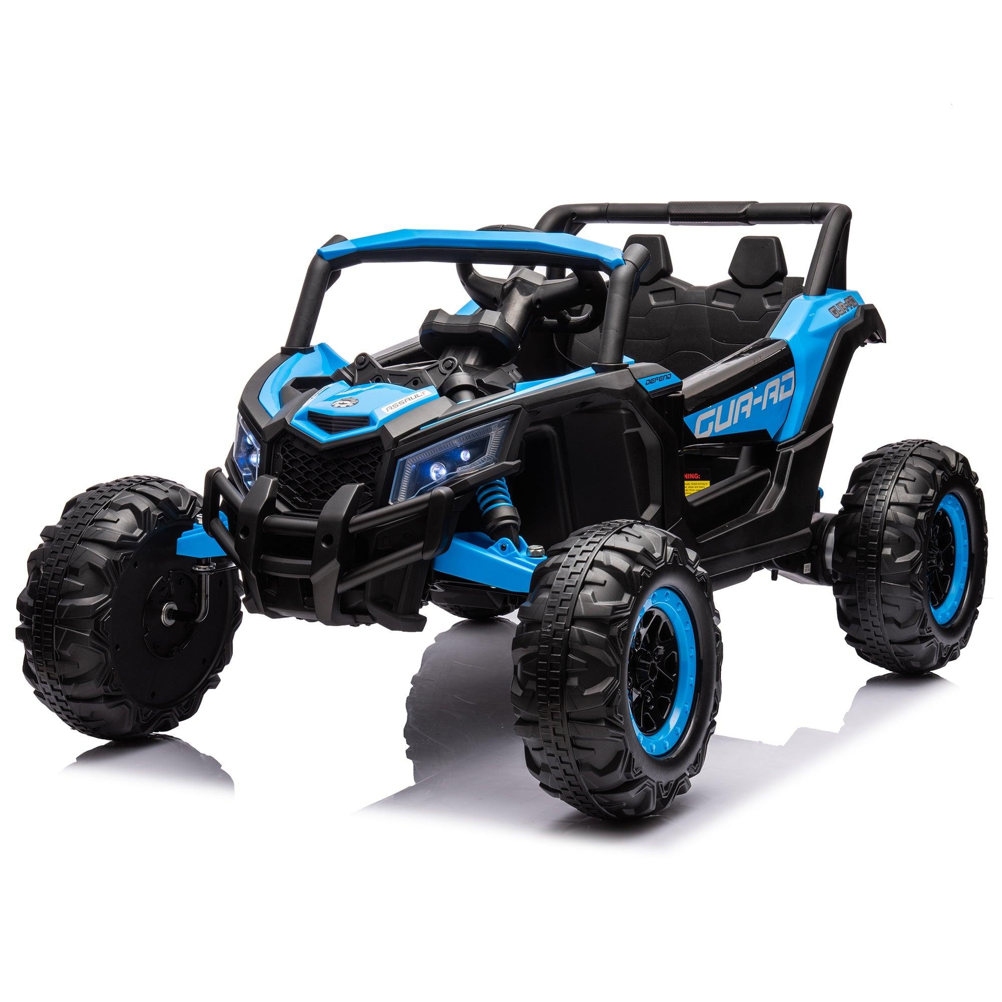 12V Ride On Car With Remote Control, UTV Ride On For Kid, 3-Point Safety Harness, Music Player (USB Port/Volume Knob/Battery Indicator), LED Lights, High-Low Speed Switch - Off-Road Adventure For Kids LamCham