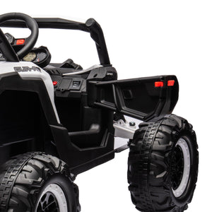 12V Ride On Car With Remote Control, UTV Ride On For Kid, 3-Point Safety Harness, Music Player (USB Port/Volume Knob/Battery Indicator), LED Lights, High-Low Speed Switch - Off-Road Adventure For Kids LamCham