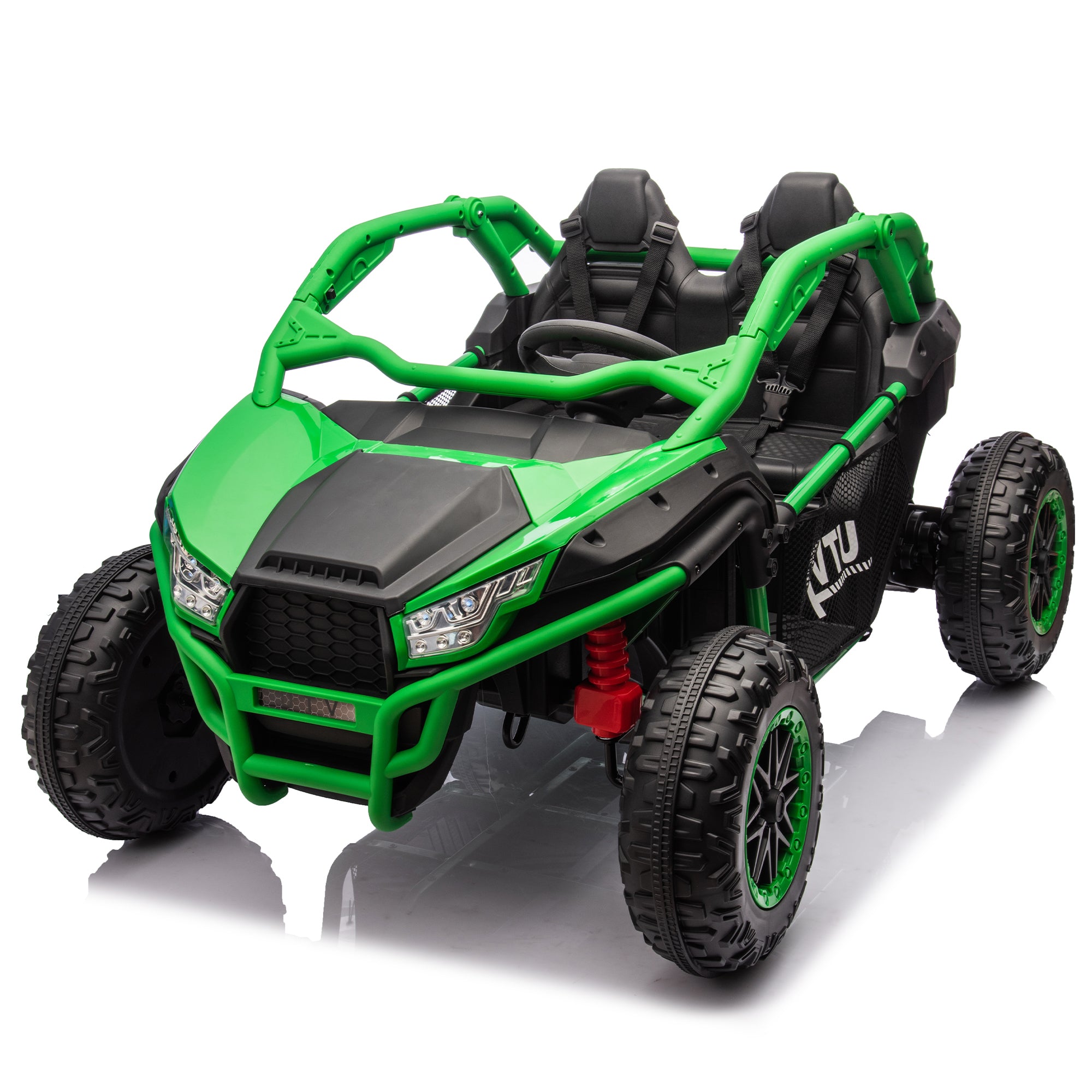 24V Two-Seater Kids Ride On Utv W/Parents Control, 20In Seat Width, 400W Super High Power, Four-Wheel Suspension, Bluetooth, Mp3, Usb, Led Light, Horn, Rear Storage Space, Speeds 3.73-4.97Mph for Kids Aged 3+.