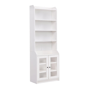 Elegant Tall Cabinet With Acrylic Board Door, Versatile Sideboard With Graceful Curves, Contemporary Bookshelf With Adjustable Shelves For Living Room, White