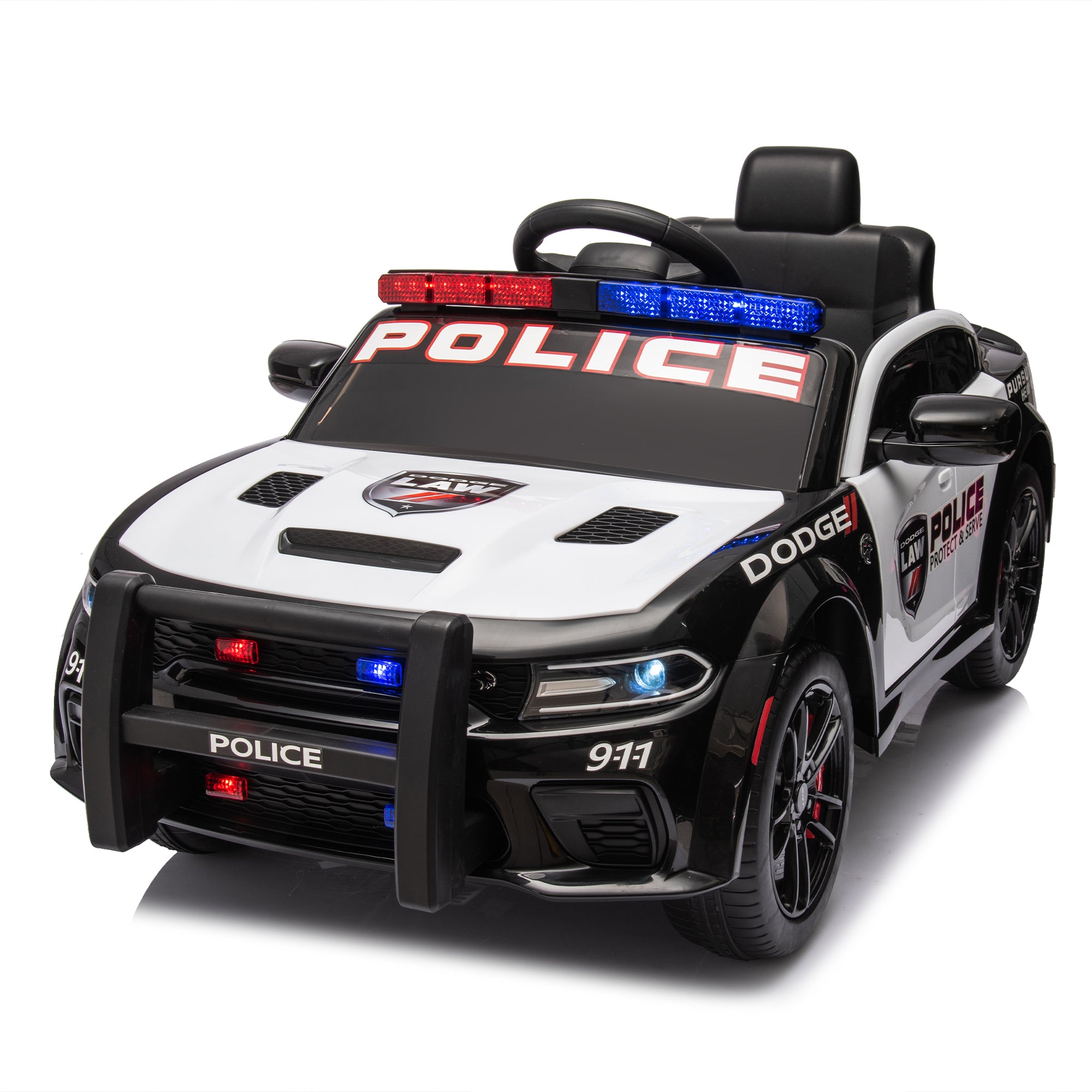 🆓🚛 Licensed Dodge Charger, 12V Kids Ride On Police Car W/Parents Remote Control, Anti-Collision Bar, Front& Top Alarm Light Design, Police Car Sticker, Megaphone, Three-Speed, Slow Start, Four Wheel Suspension, Black & White