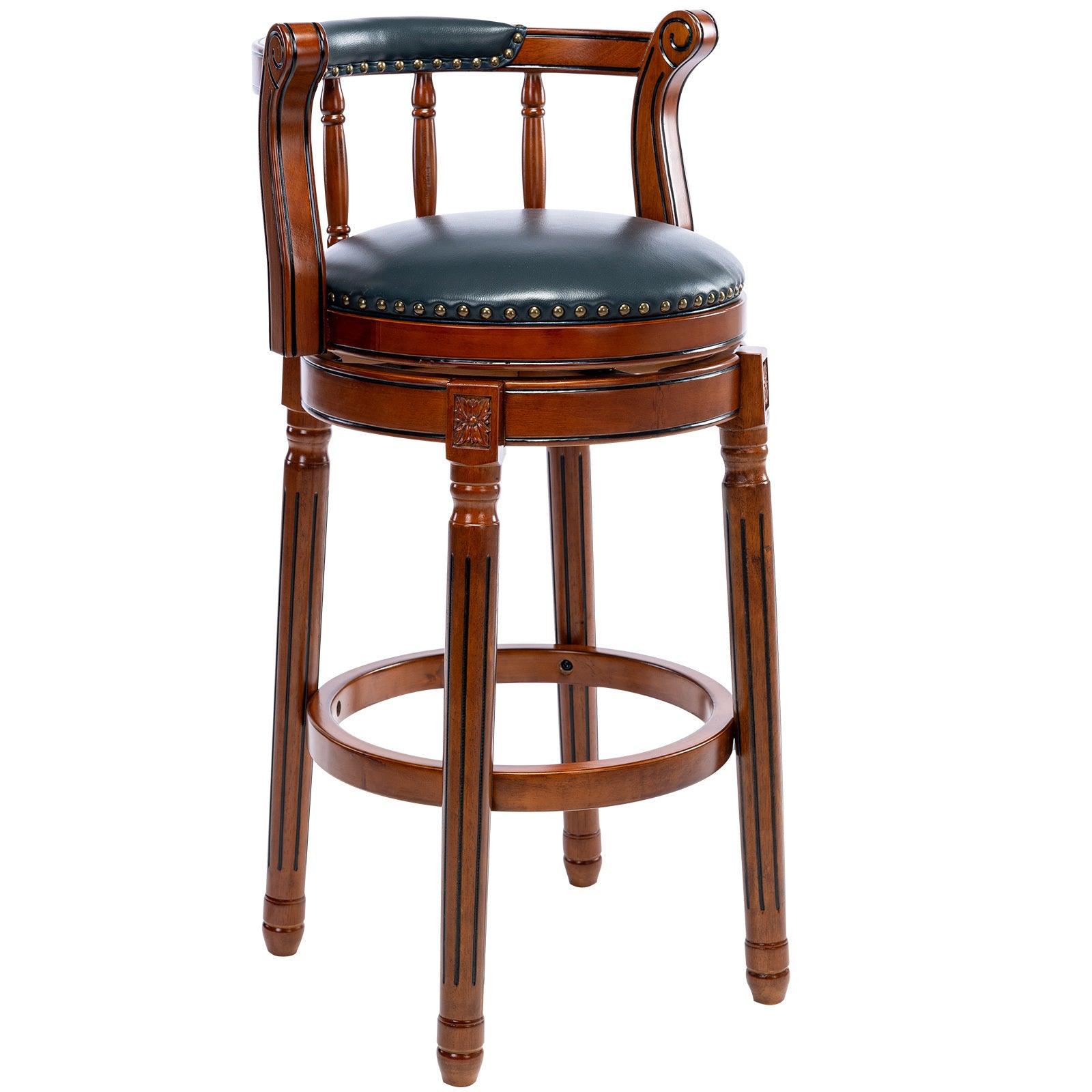 🆓🚛 1 Pc Bar Stool Seat Height 29.5'' Leather Wooden Bar Stools, Dark Blue