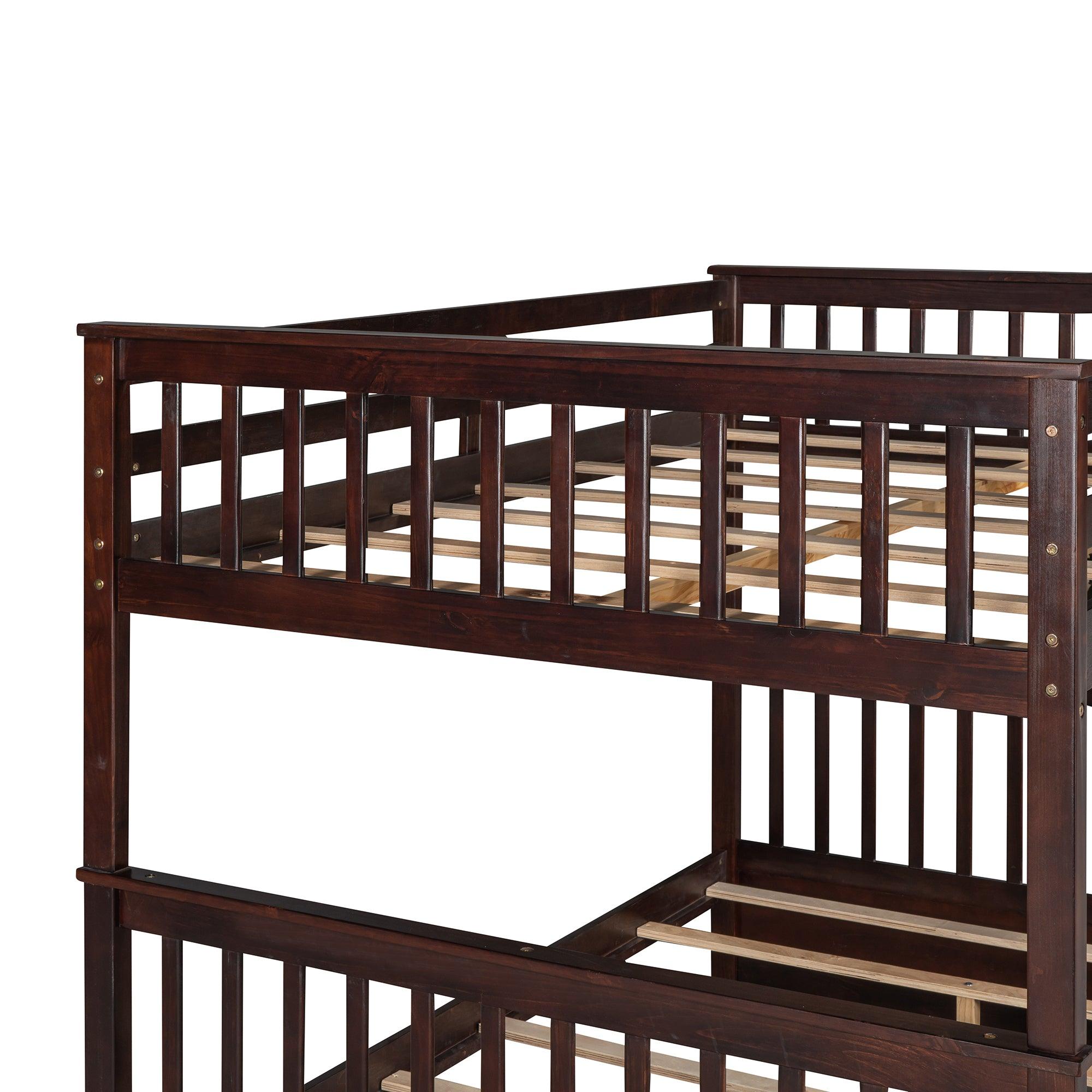 Full-Over-Full Bunk Bed with Ladders and Two Storage Drawers (Espresso)