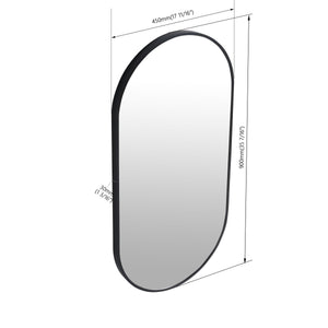 18 x 35 Inch Bathroom Mirror Black Aluminum Frame LamCham