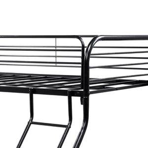 Heavy Duty Twin-Over-Full Metal Bunk Bed, Easy Assembly with Enhanced Upper-Level Guardrail, Black