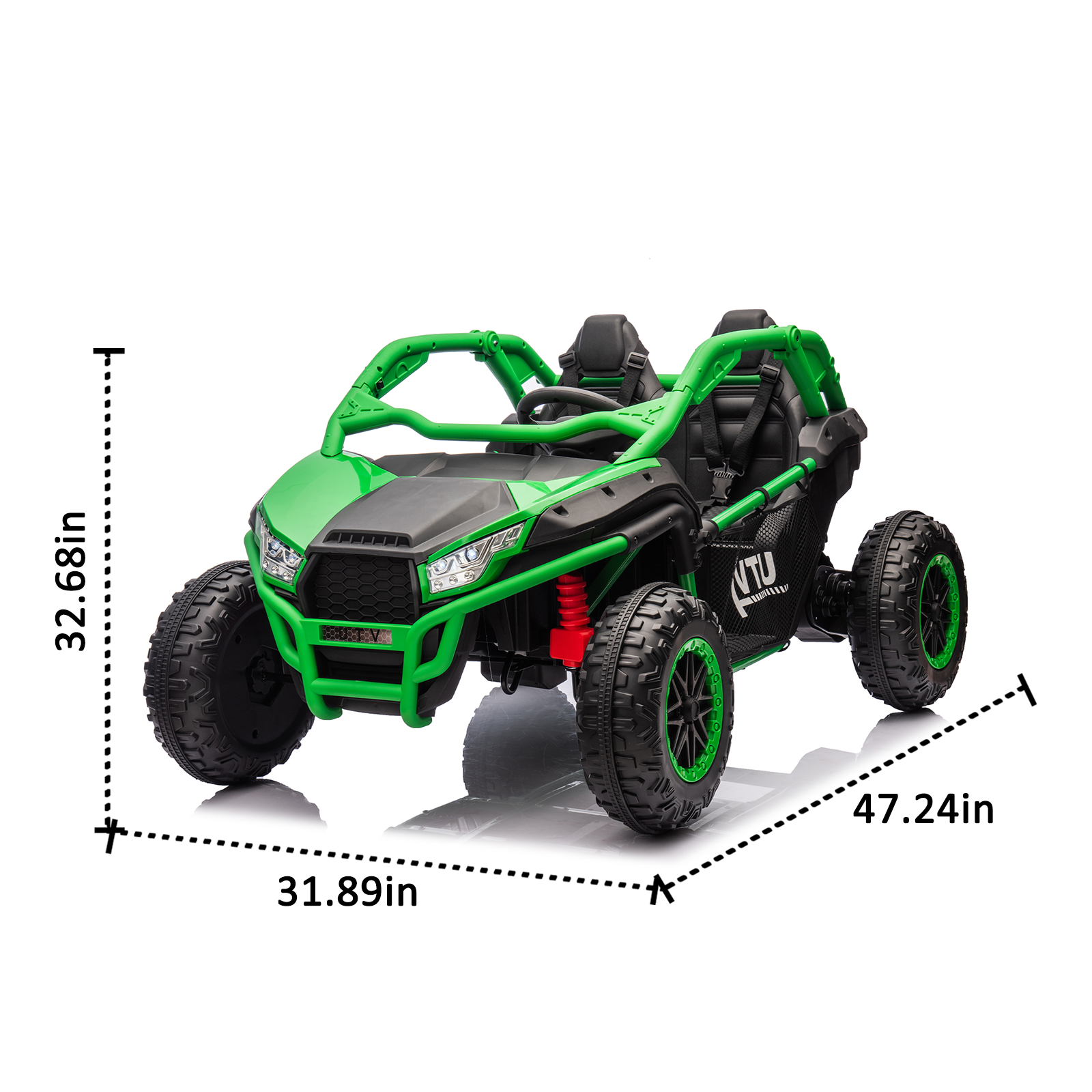 24V Two-Seater Kids Ride On Utv W/Parents Control, 20In Seat Width, 400W Super High Power, Four-Wheel Suspension, Bluetooth, Mp3, Usb, Led Light, Horn, Rear Storage Space, Speeds 3.73-4.97Mph for Kids Aged 3+.