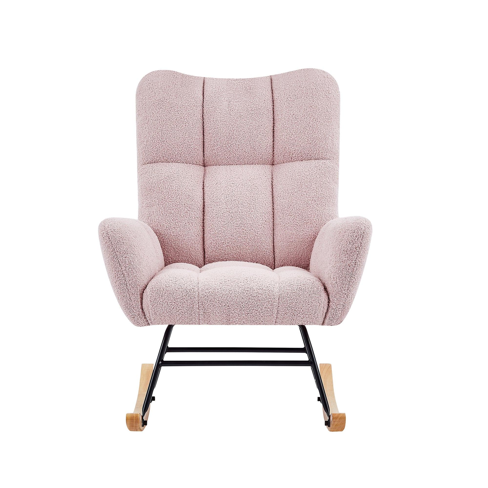 🆓🚛 Pink Teddy Fabric Rocking Chair