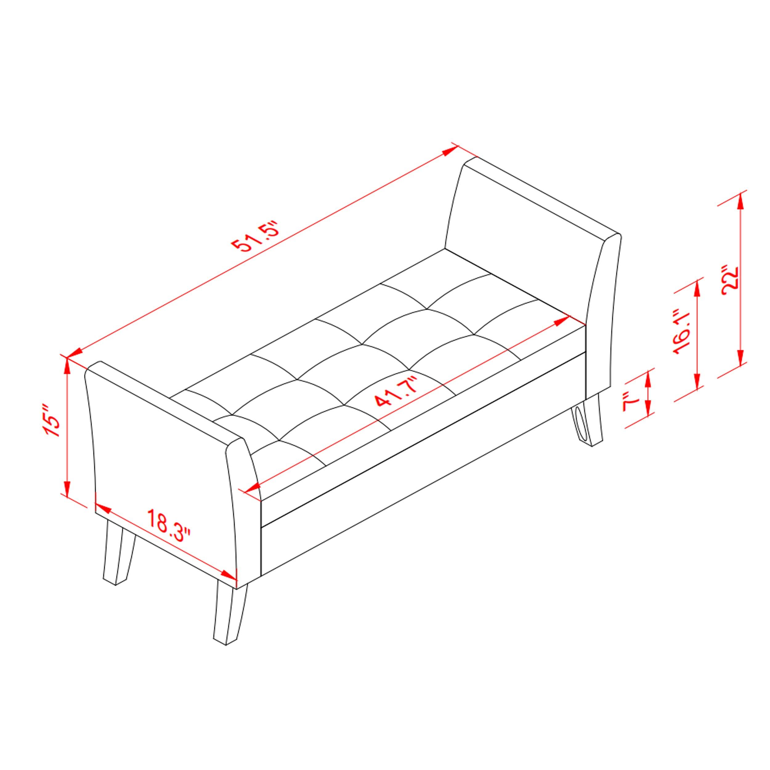 51.5" Bed Bench With Storage Beige Velvet