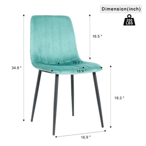 GIKILI Modern Dining Kitchen Chairs with Black Coated Metal Legs (set of 4), Teal