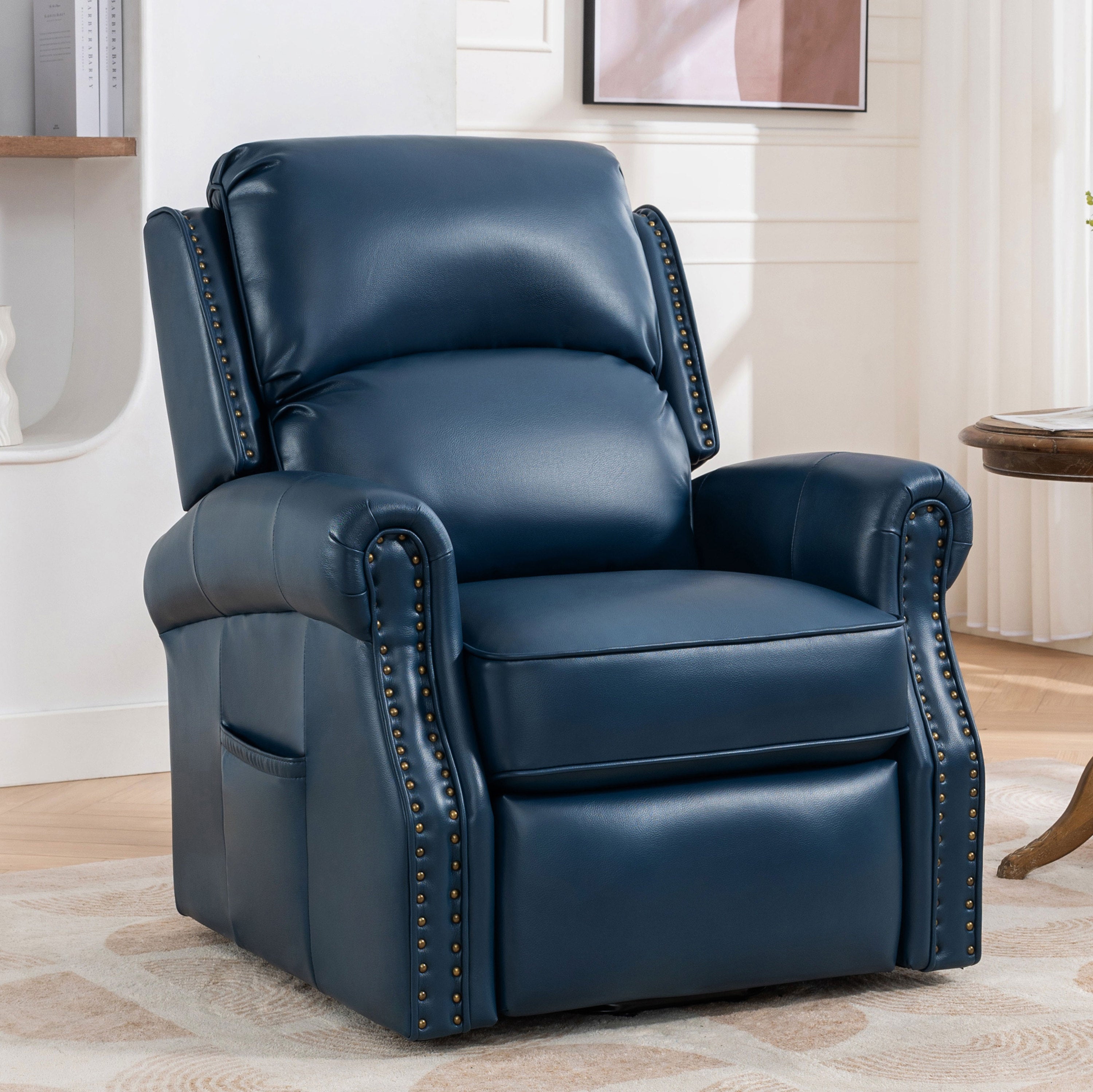 Lehboson Lift Recliner Chair, Electric Power Lift Recliner Chair for Elderly With Eight Points Massage and Heating, (Navy Blue)